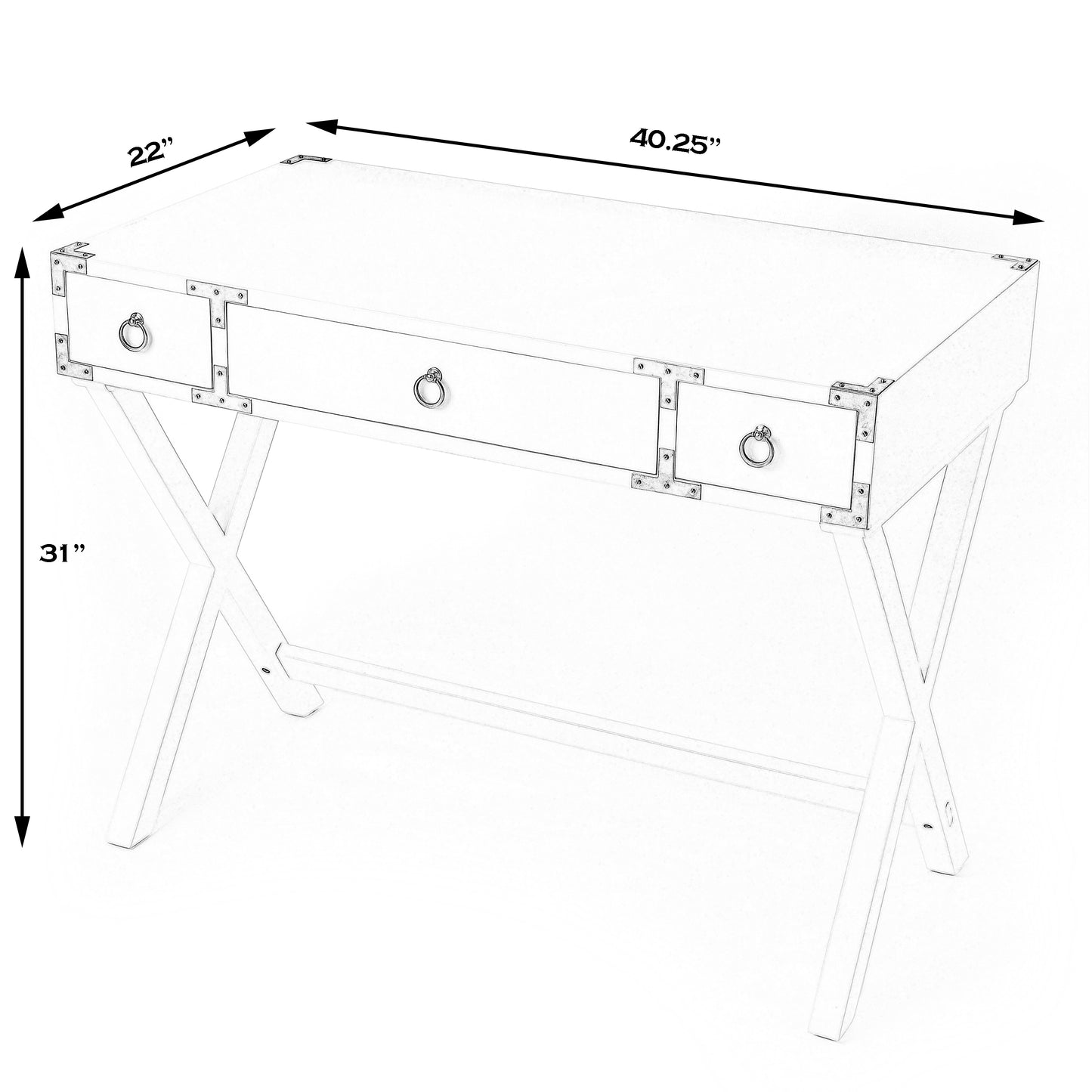 Forster Campaign Writing Desk in White 9341304