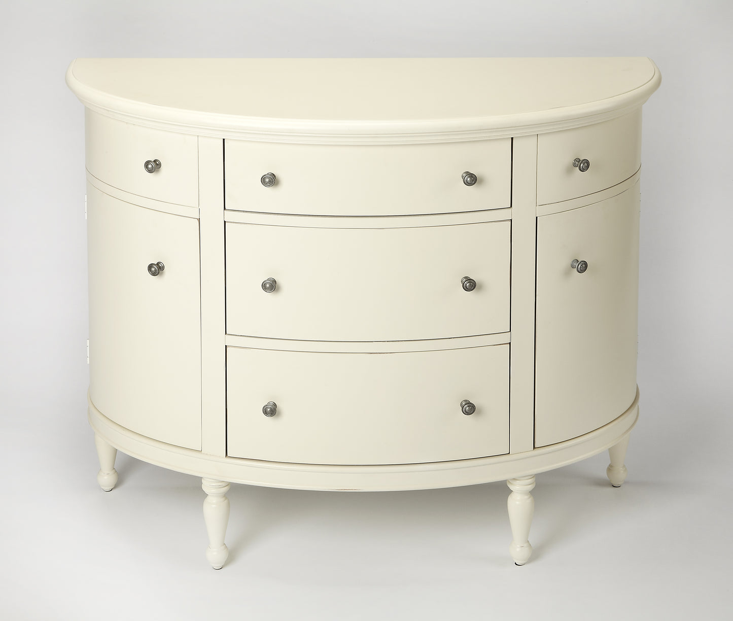 Butler Specialty Company Bedford 41 in. W Demilune Traditional Console Table with Storage, White