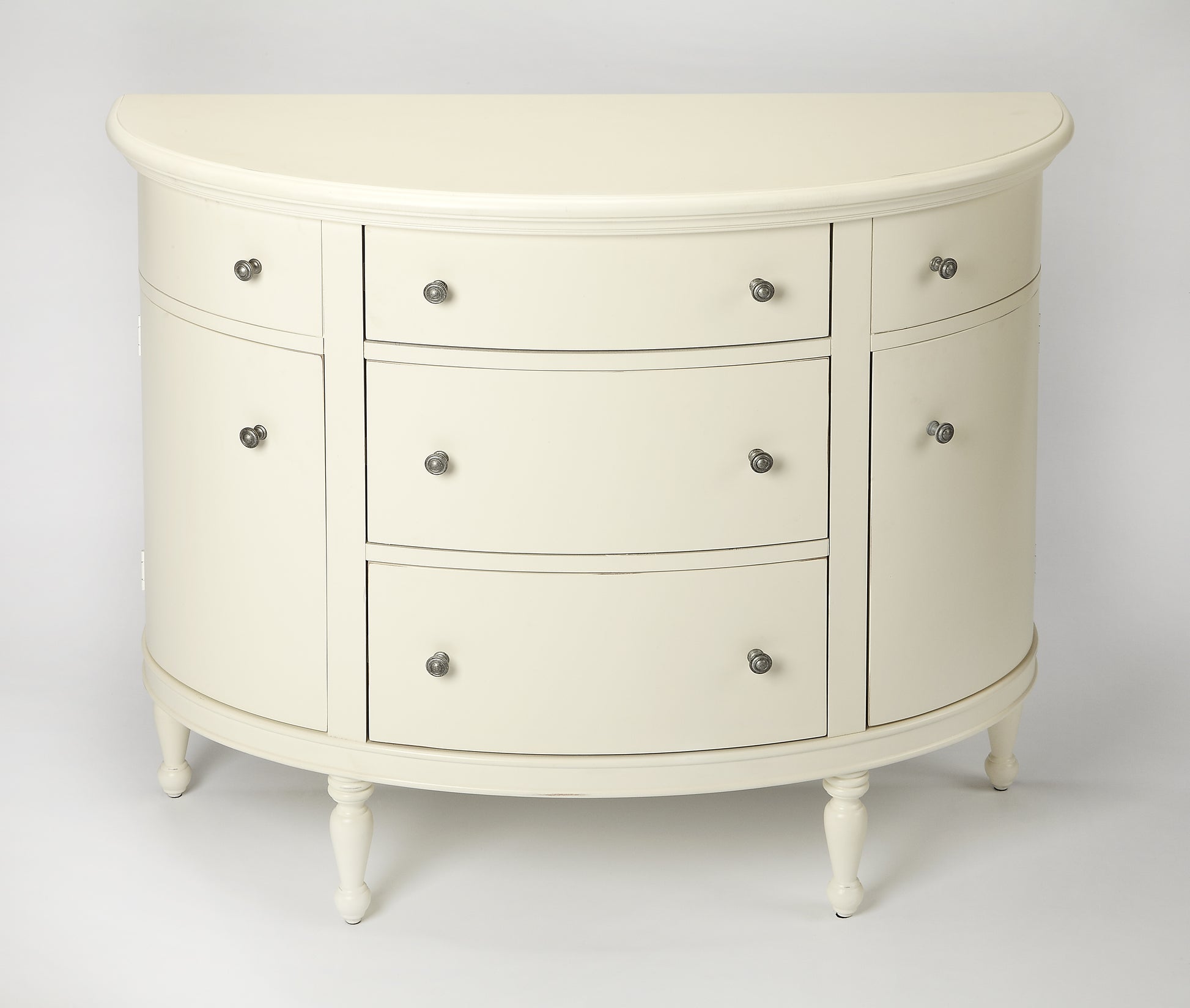 Butler Specialty Company Bedford 41 in. W Demilune Traditional Console Table with Storage, White