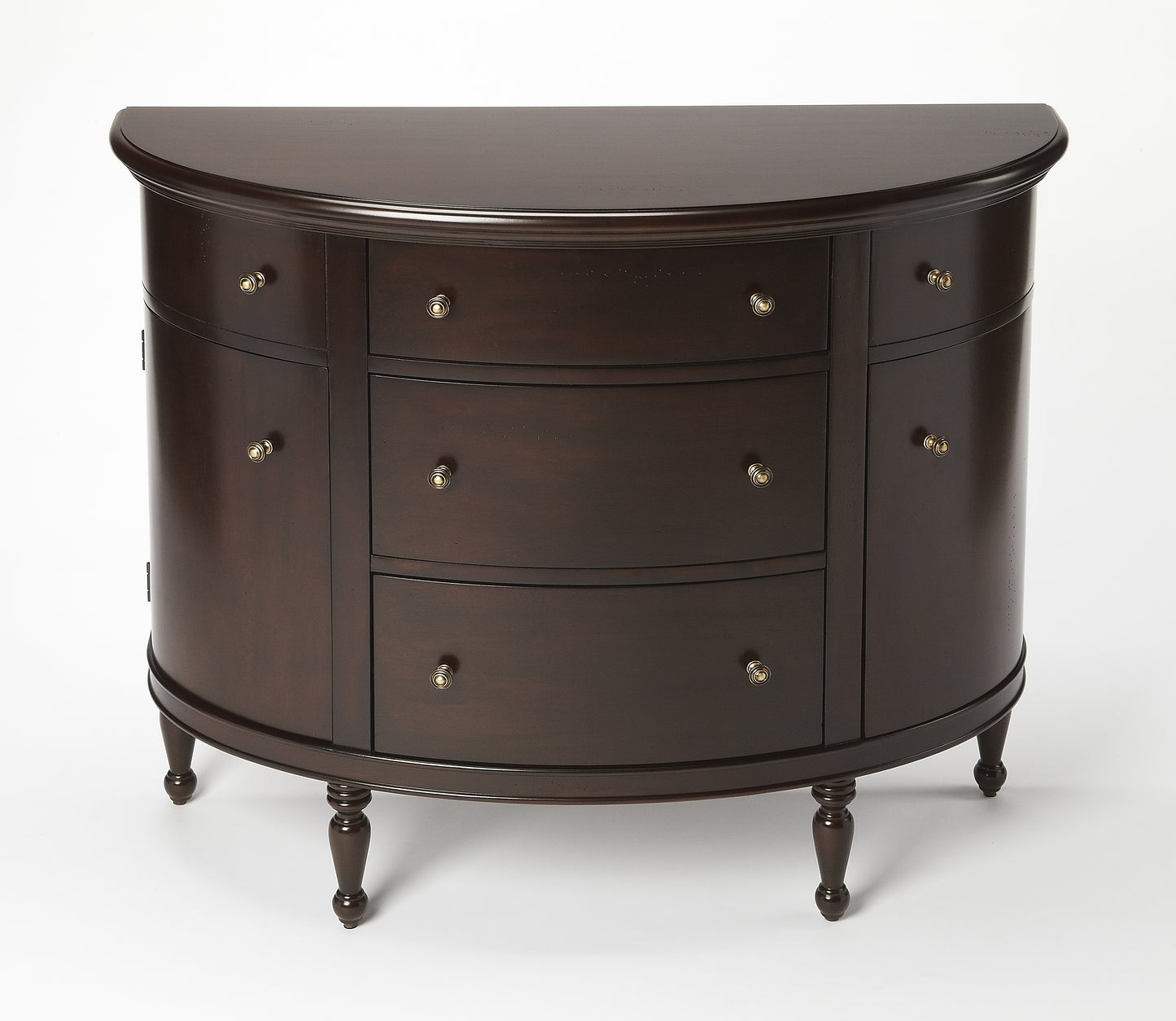 Butler Specialty Company Bedford 41 in. W Demilune Traditional Console Table with Storage, Dark Brown