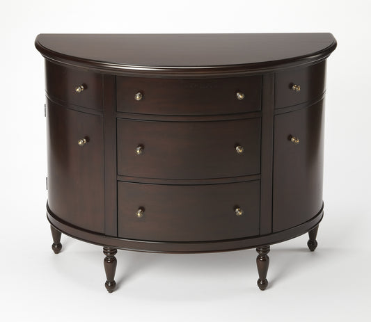 Butler Specialty Company Bedford 41 in. W Demilune Traditional Console Table with Storage, Dark Brown