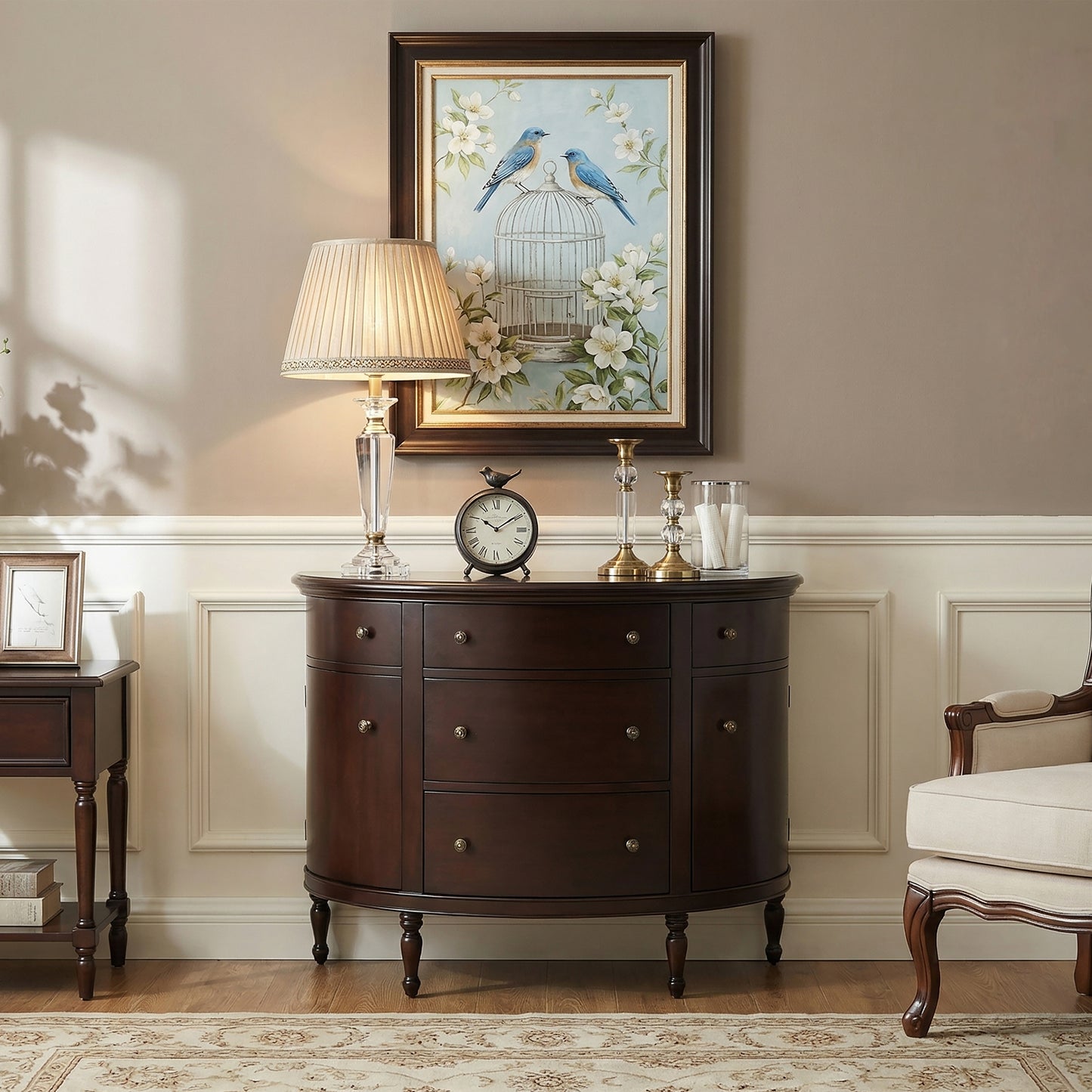 Butler Specialty Company Bedford 41 in. W Demilune Traditional Console Table with Storage, Dark Brown