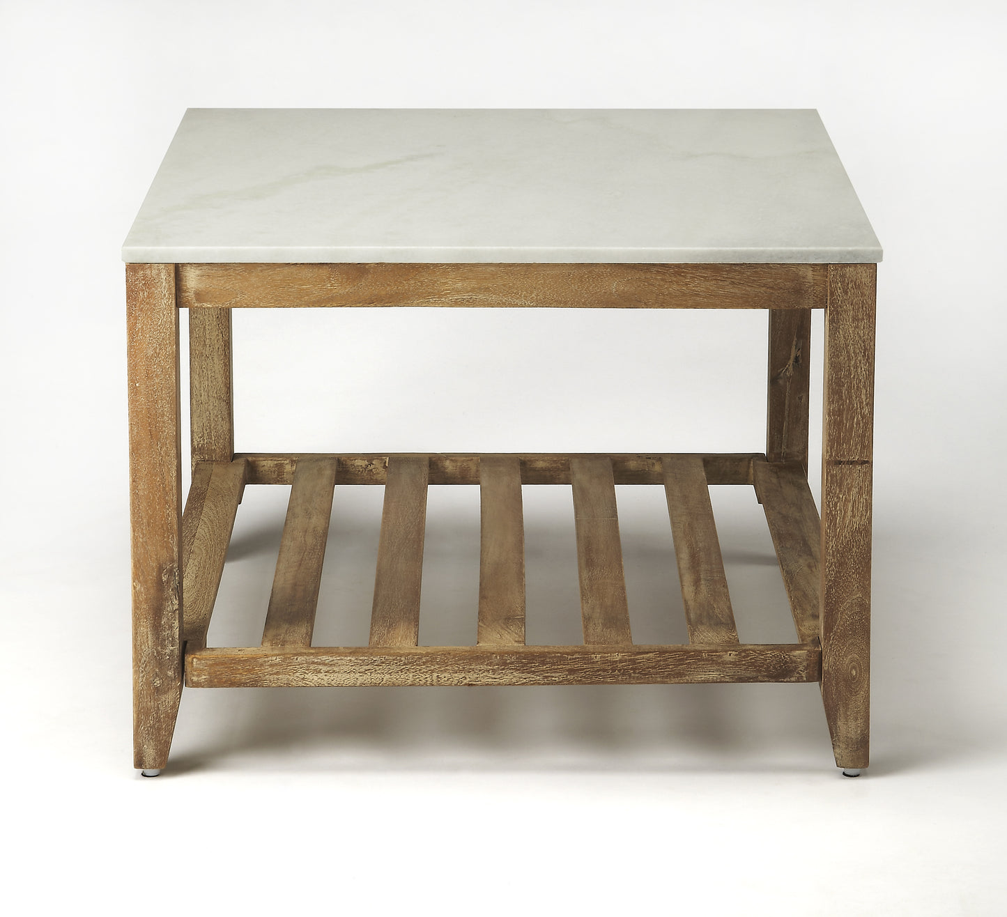 Butler Specialty Company Brayden 24 in. W Square Marble & Wood Coffee Table, Light Brown