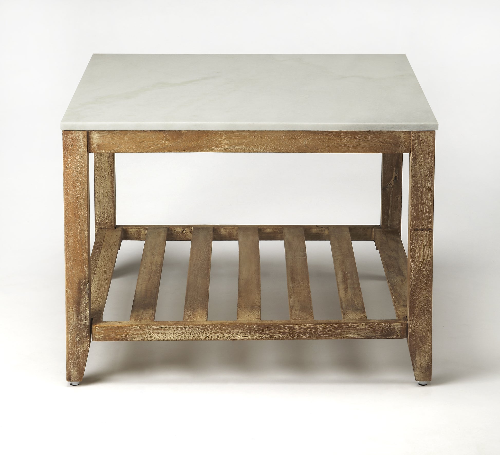 Butler Specialty Company Brayden 24 in. W Square Marble & Wood Coffee Table, Light Brown