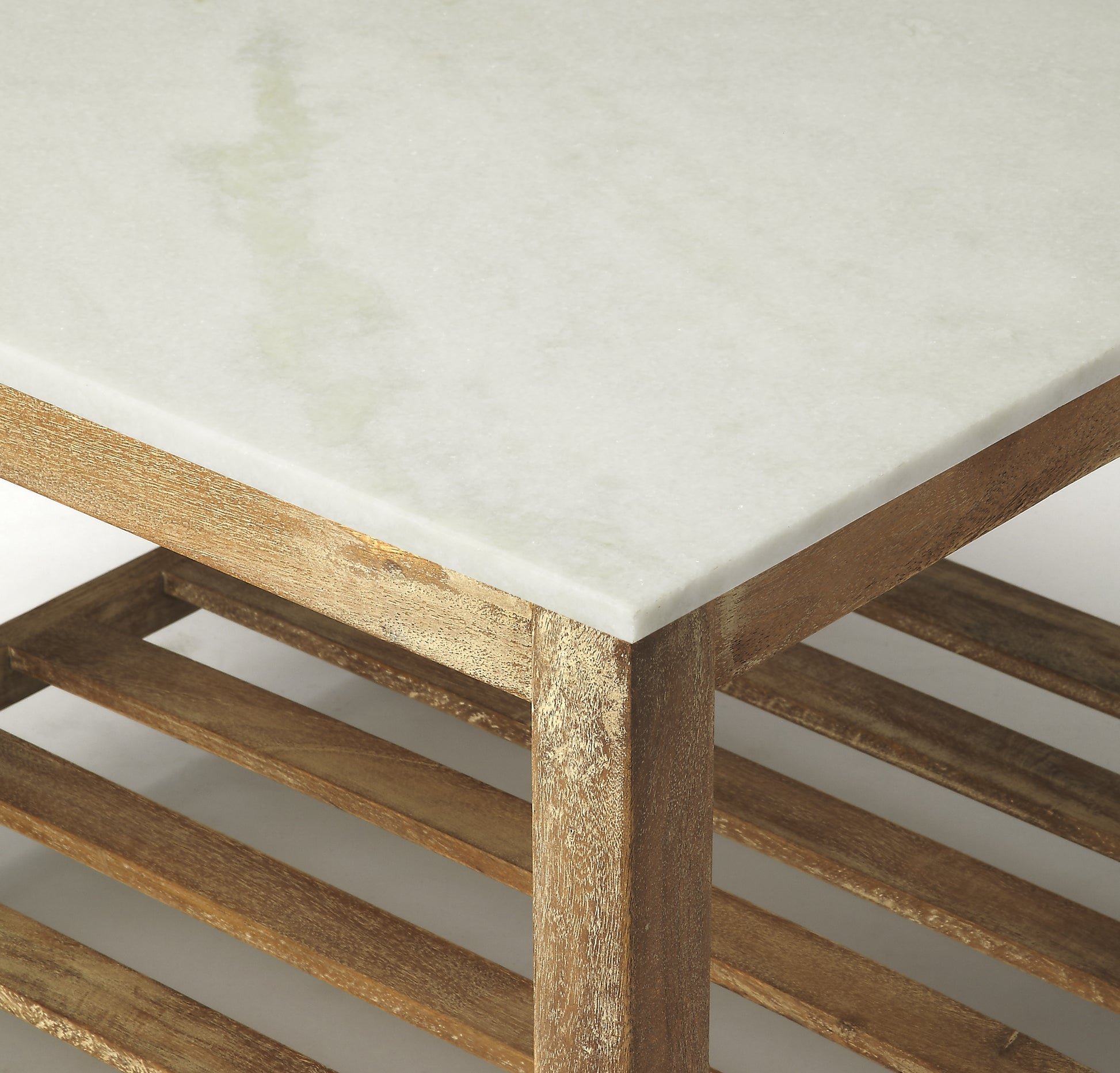 Butler Specialty Company Brayden 24 in. W Square Marble & Wood Coffee Table, Light Brown