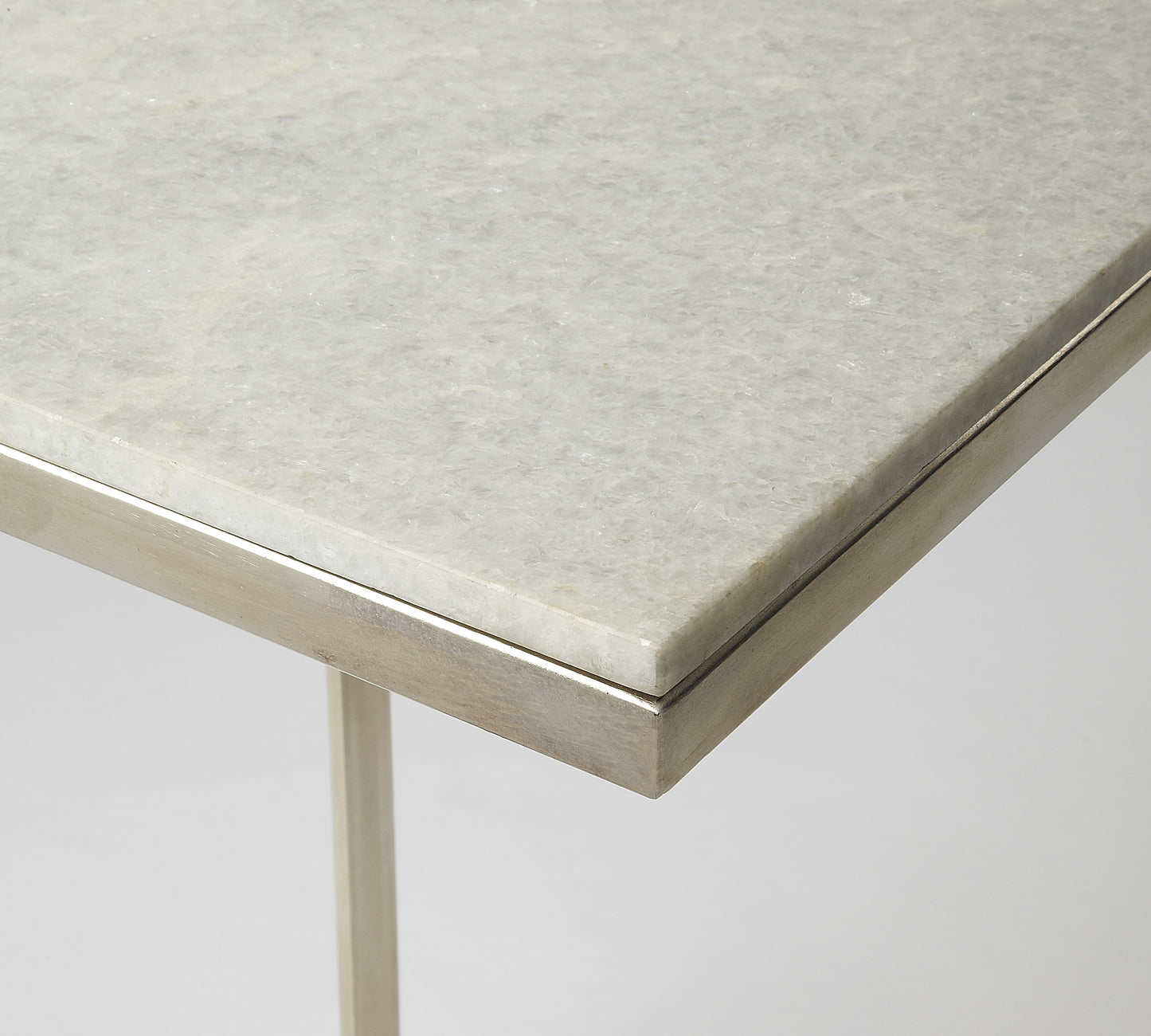 Lawler Marble C- Side Table in Silver,White 9349220