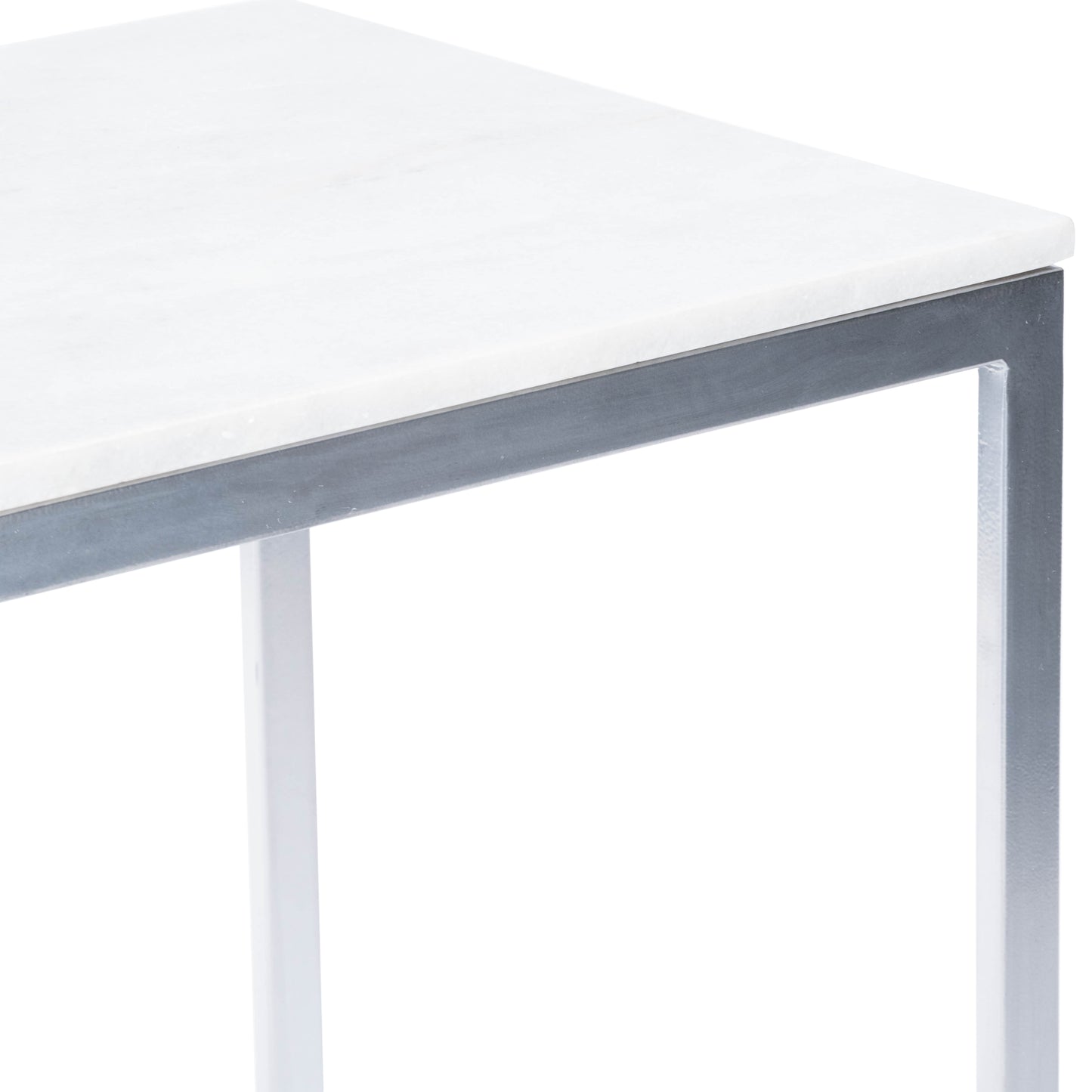 Lawler Marble C- Side Table in Silver,White 9349220