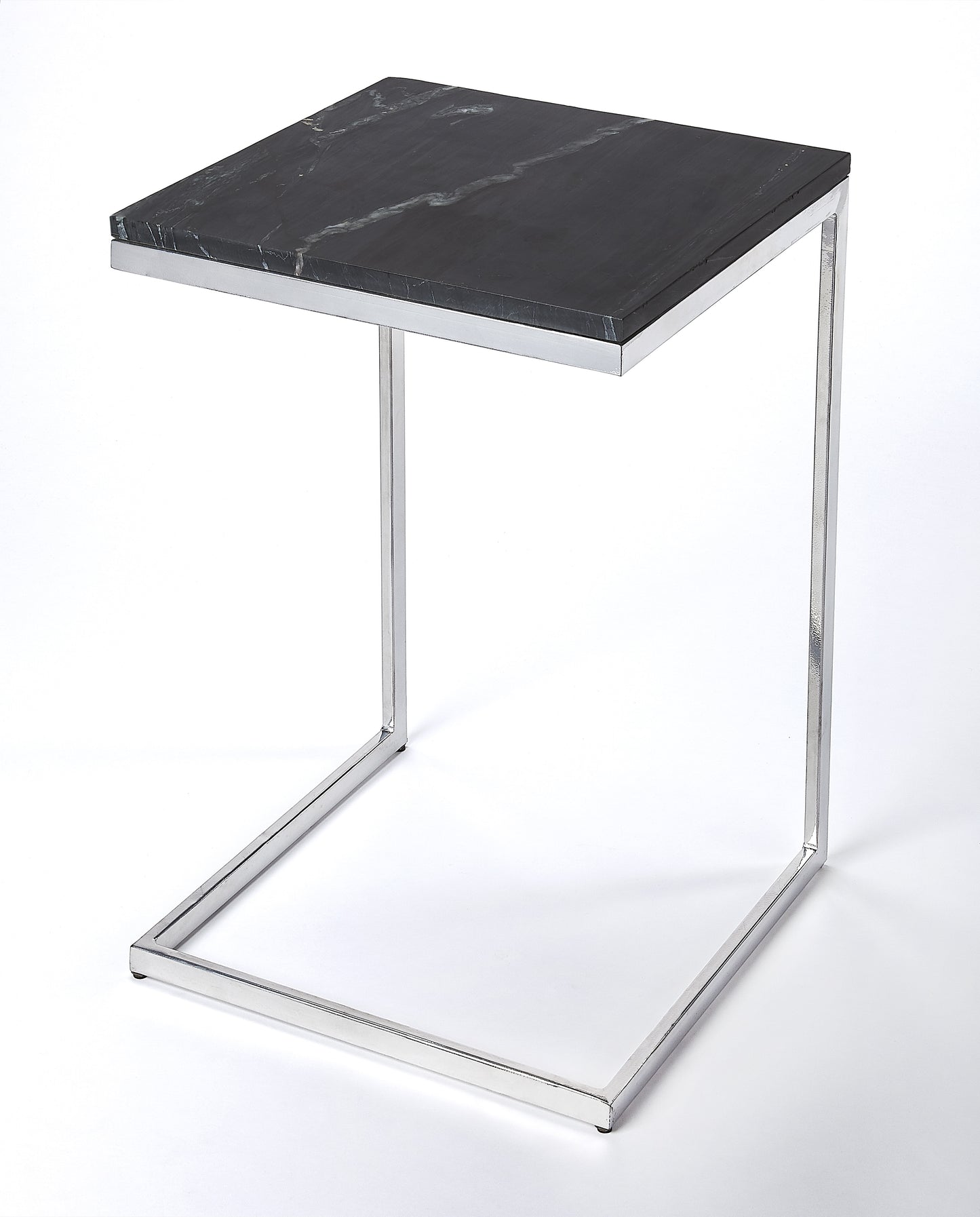 Lawler Marble C- Side Table in Black,Silver 9349414