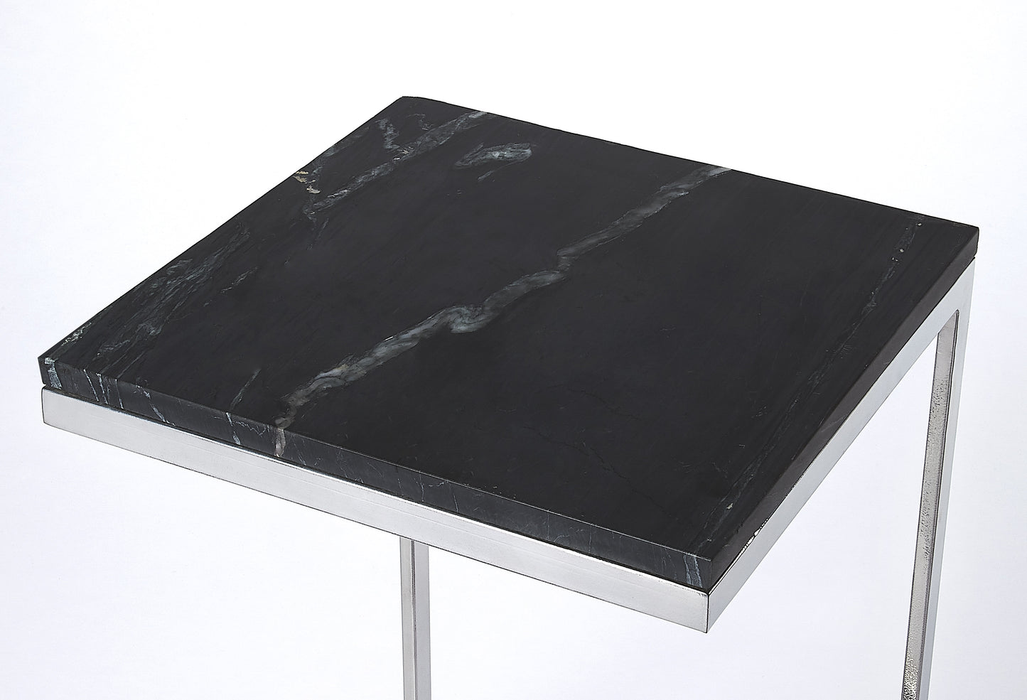 Lawler Marble C- Side Table in Black,Silver 9349414