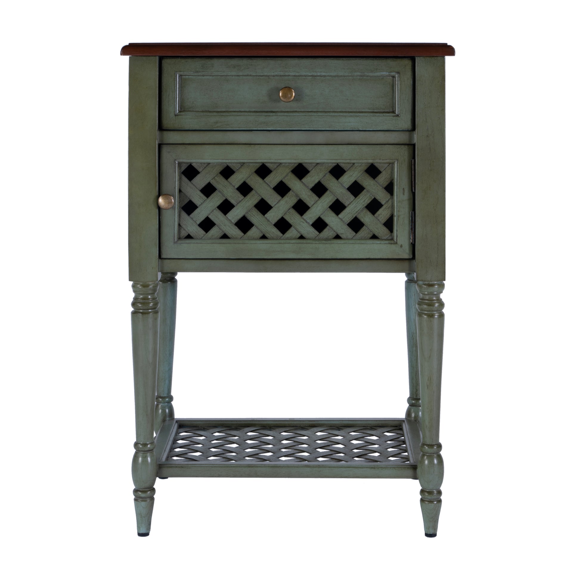 Butler Specialty Company Chadway 20 in. W Rectangular Wood Rustic 1 Drawer End Table, Green