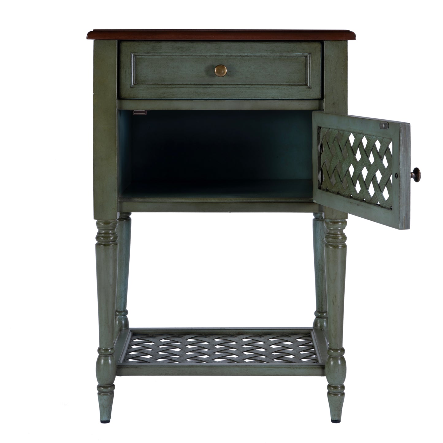 Butler Specialty Company Chadway 20 in. W Rectangular Wood Rustic 1 Drawer End Table, Green