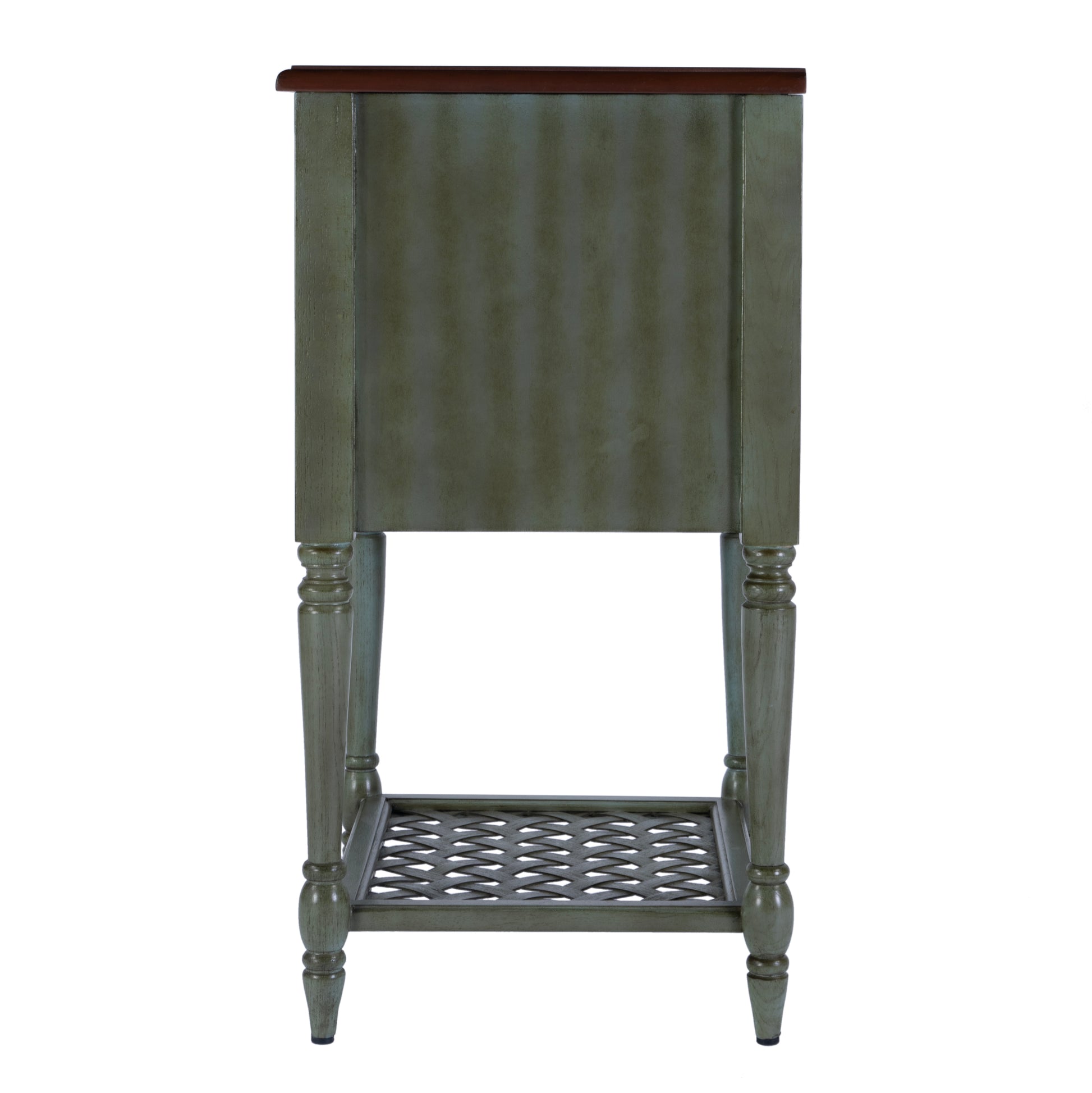 Butler Specialty Company Chadway 20 in. W Rectangular Wood Rustic 1 Drawer End Table, Green