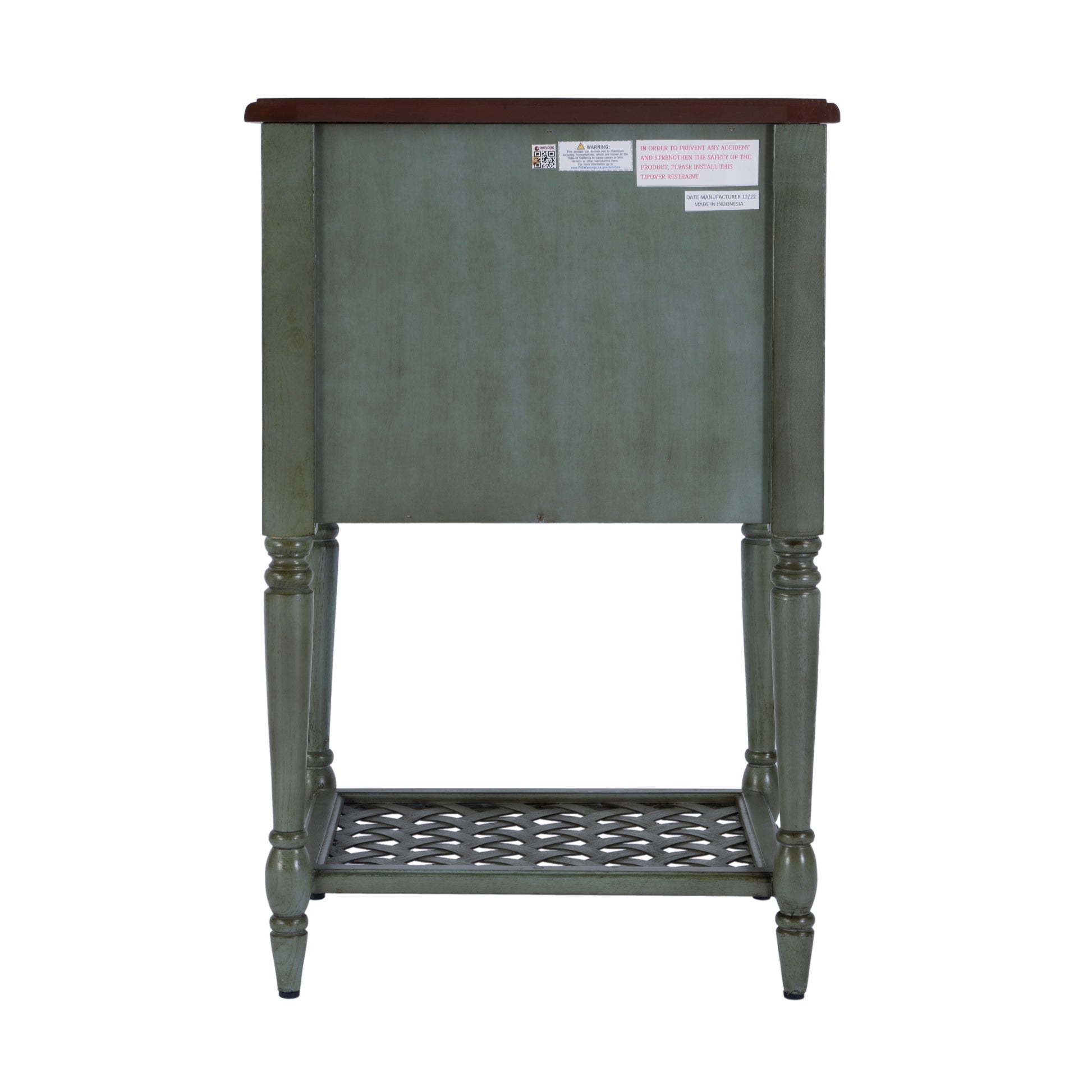 Butler Specialty Company Chadway 20 in. W Rectangular Wood Rustic 1 Drawer End Table, Green