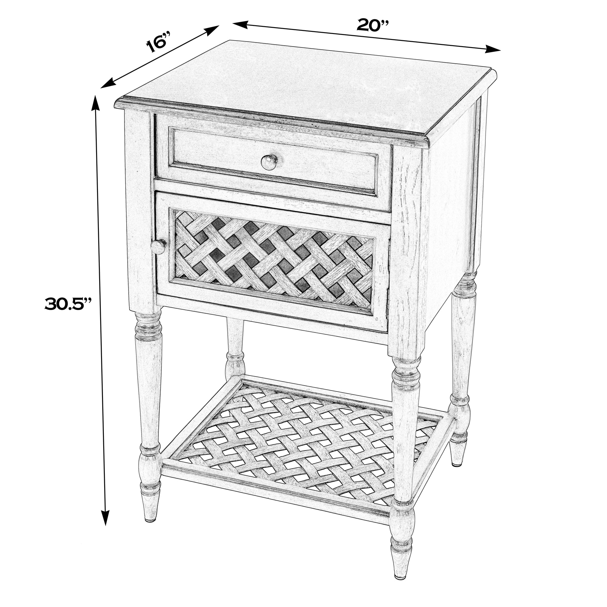 Butler Specialty Company Chadway 20 in. W Rectangular Wood Rustic 1 Drawer End Table, Green