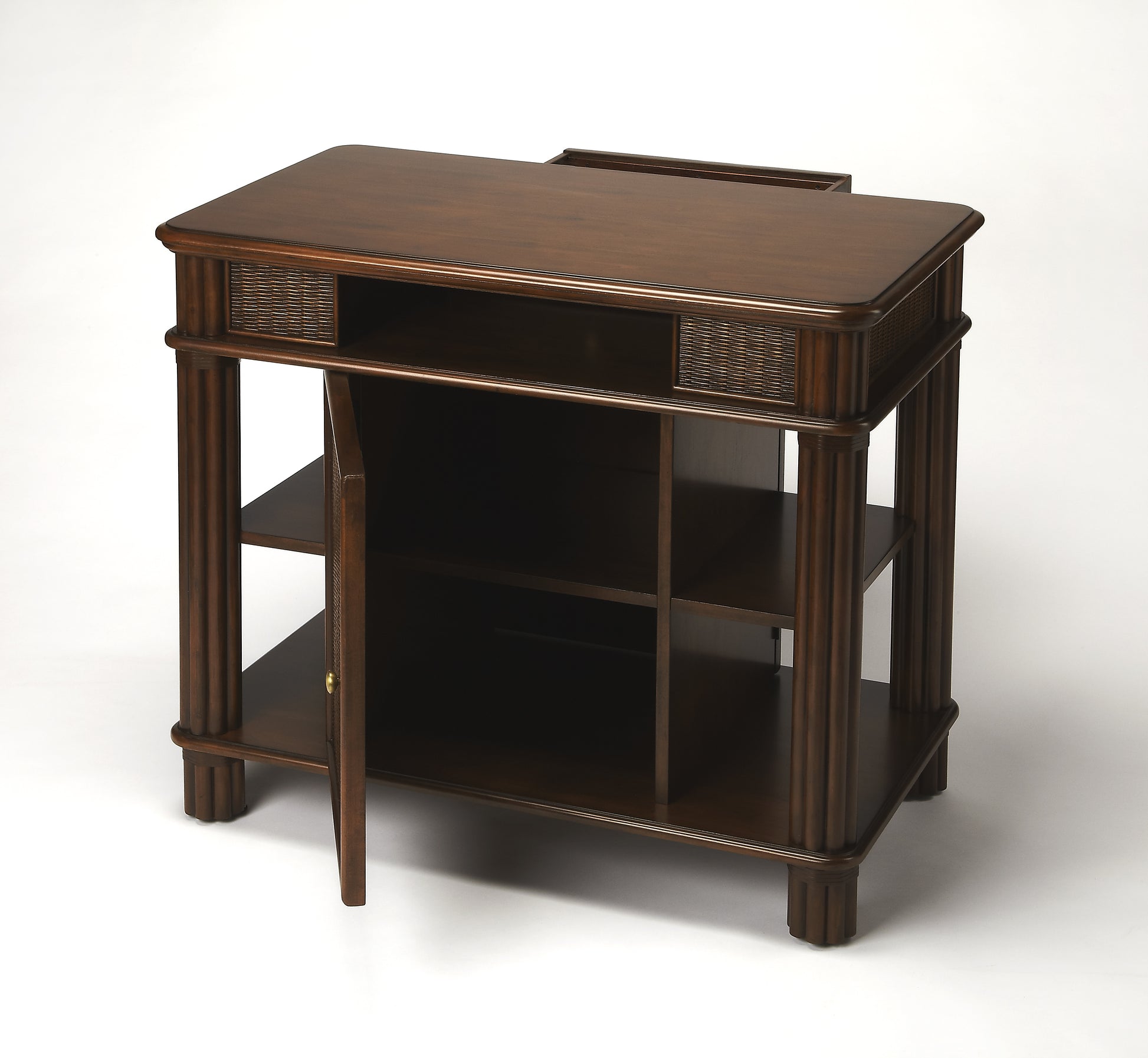 Butler Specialty Company Falmouth 41 in. W Rectangular Rattan Kitchen Island with 1 Drawer and Cabinet, Dark Brown