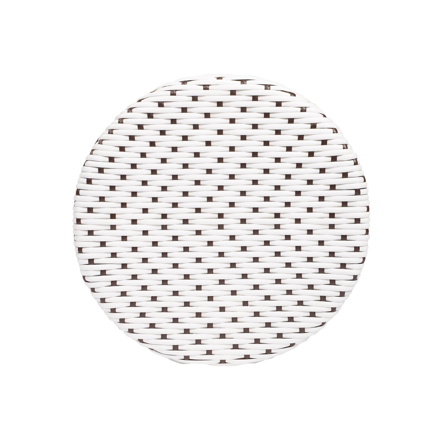 Tobias Round Rattan 30" Bar Stool in White and Brown Dot 9370117