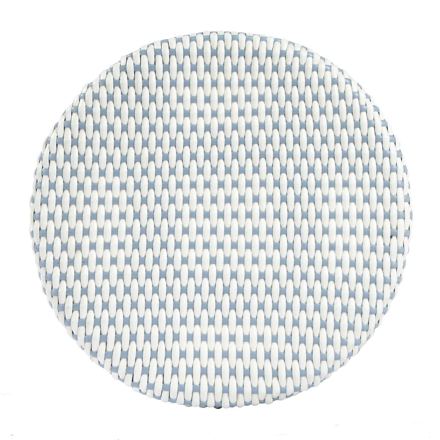 Tobias Round Rattan 30" Bar Stool in White and Sky Blue Dot 9370194