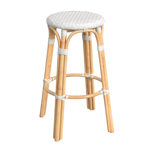 Tobias Round Rattan 30" Bar Stool in Glossy White 9370304