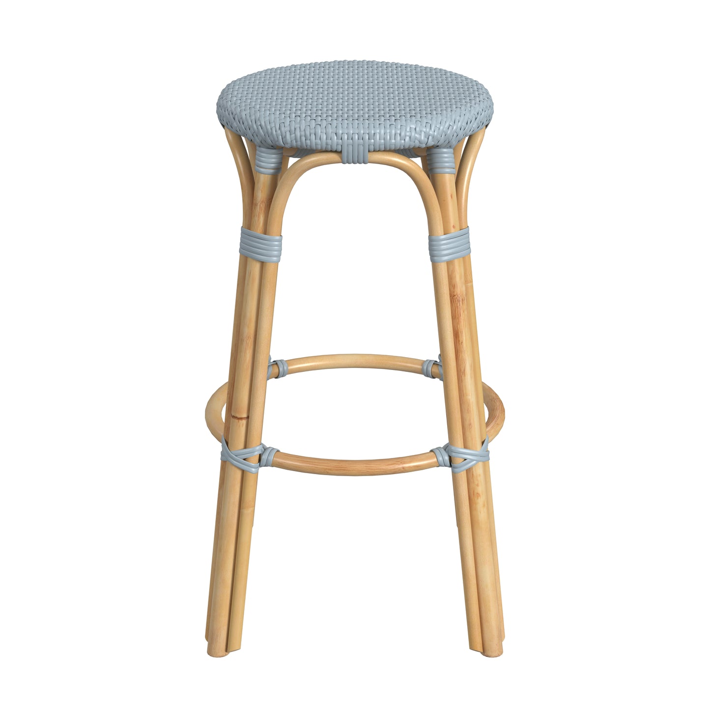Tobias Round Rattan 30" Bar Stool in Baby Blue 9370341