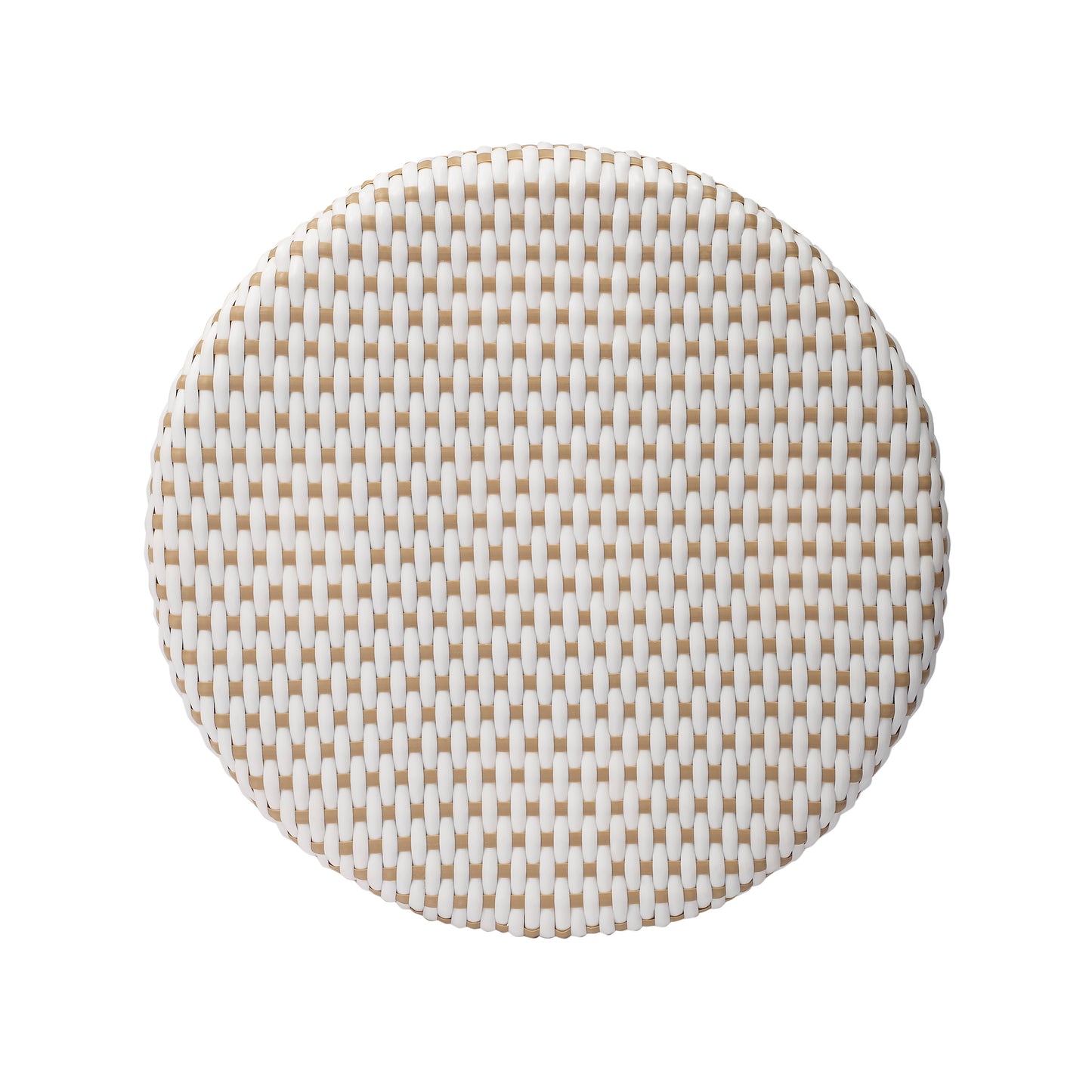 Tobias Round Rattan 30" Bar Stool in White and Tan Dot 9370415