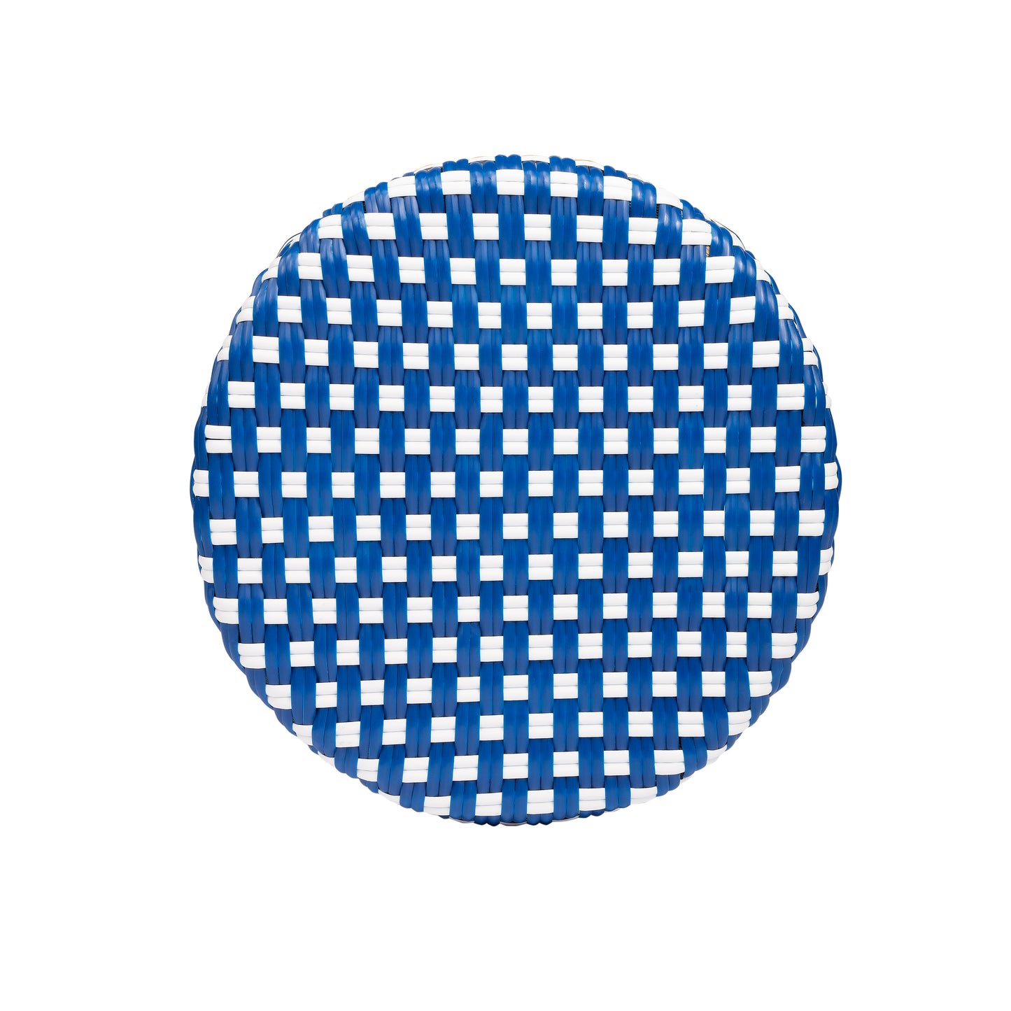 Tobias Rattan Round 24" Counter Stool in Blue and White Dot 9371303