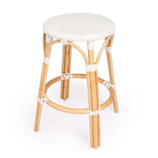 Tobias Rattan Round 24" Counter Stool in Glossy White 9371304