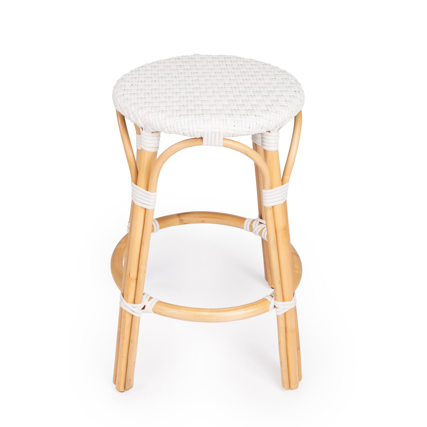Tobias Rattan Round 24" Counter Stool in Glossy White 9371304