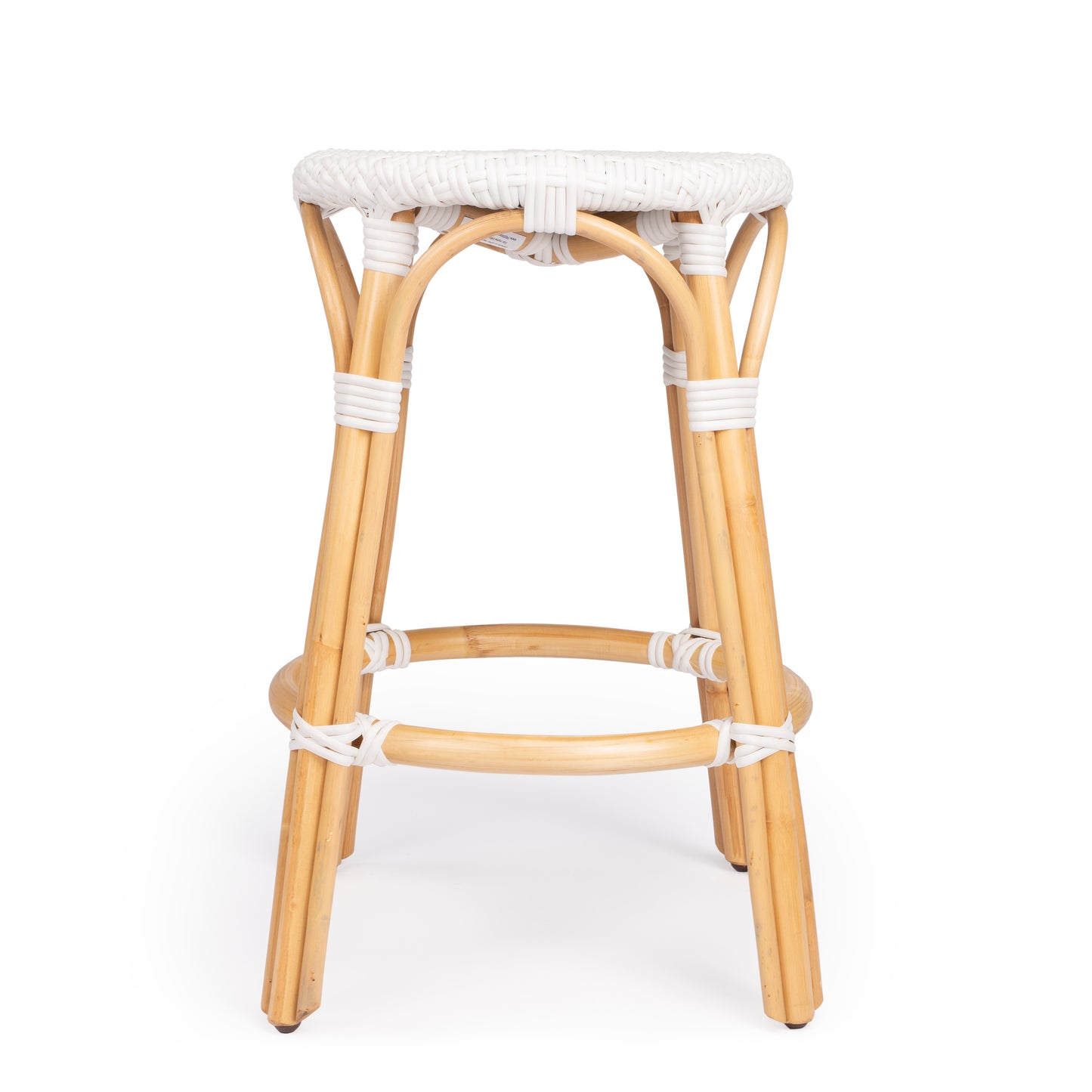 Tobias Rattan Round 24" Counter Stool in Glossy White 9371304
