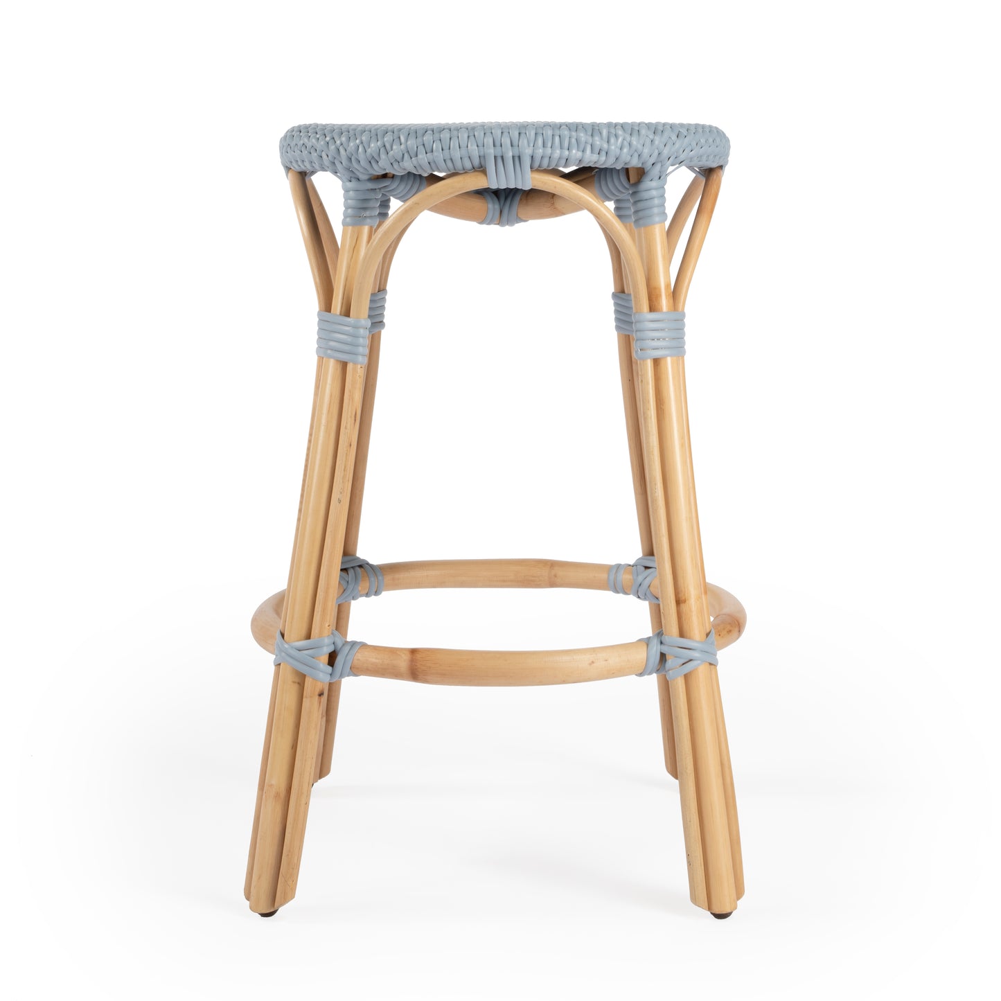 Tobias Rattan Round 24" Counter Stool in Baby Blue 9371341