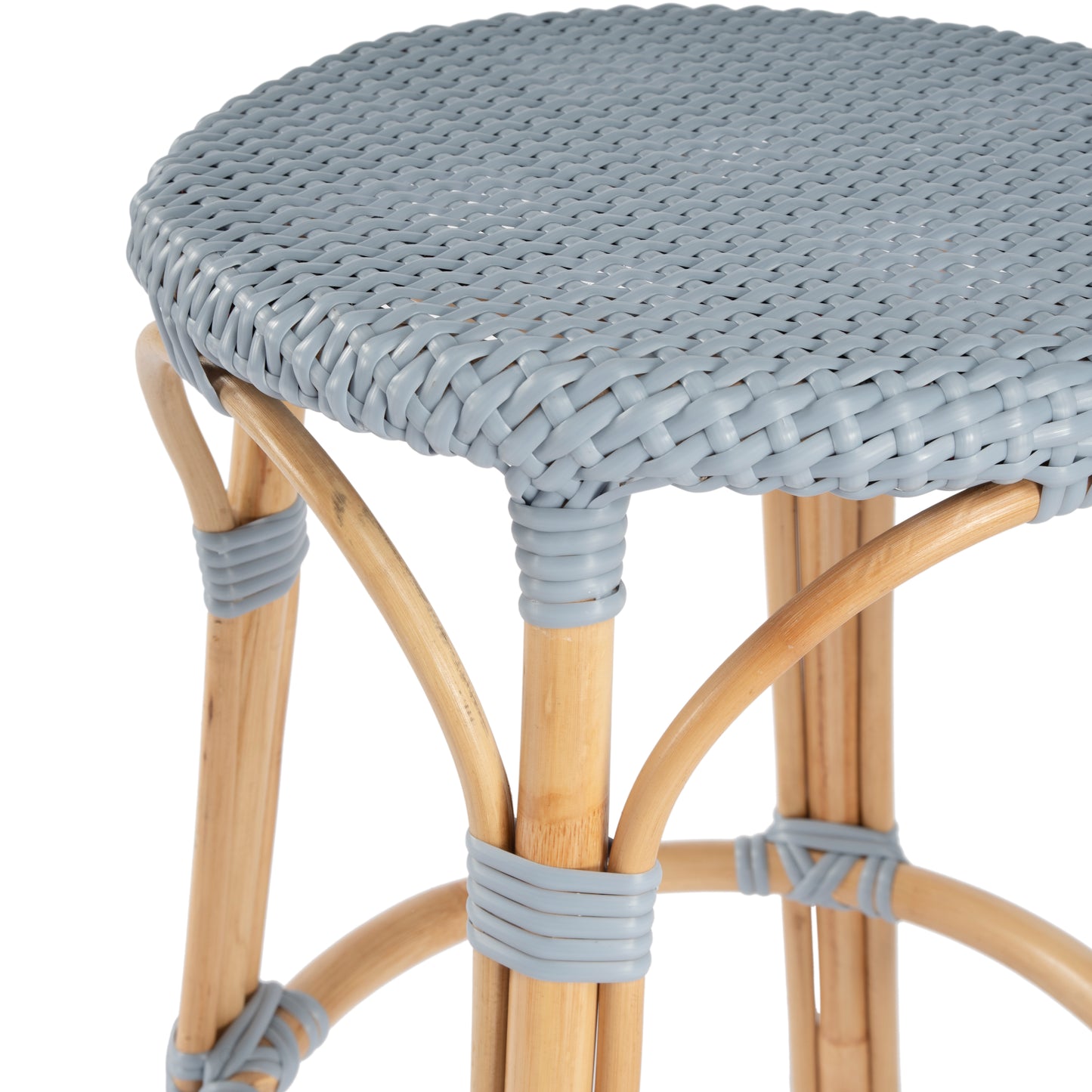 Tobias Rattan Round 24" Counter Stool in Baby Blue 9371341