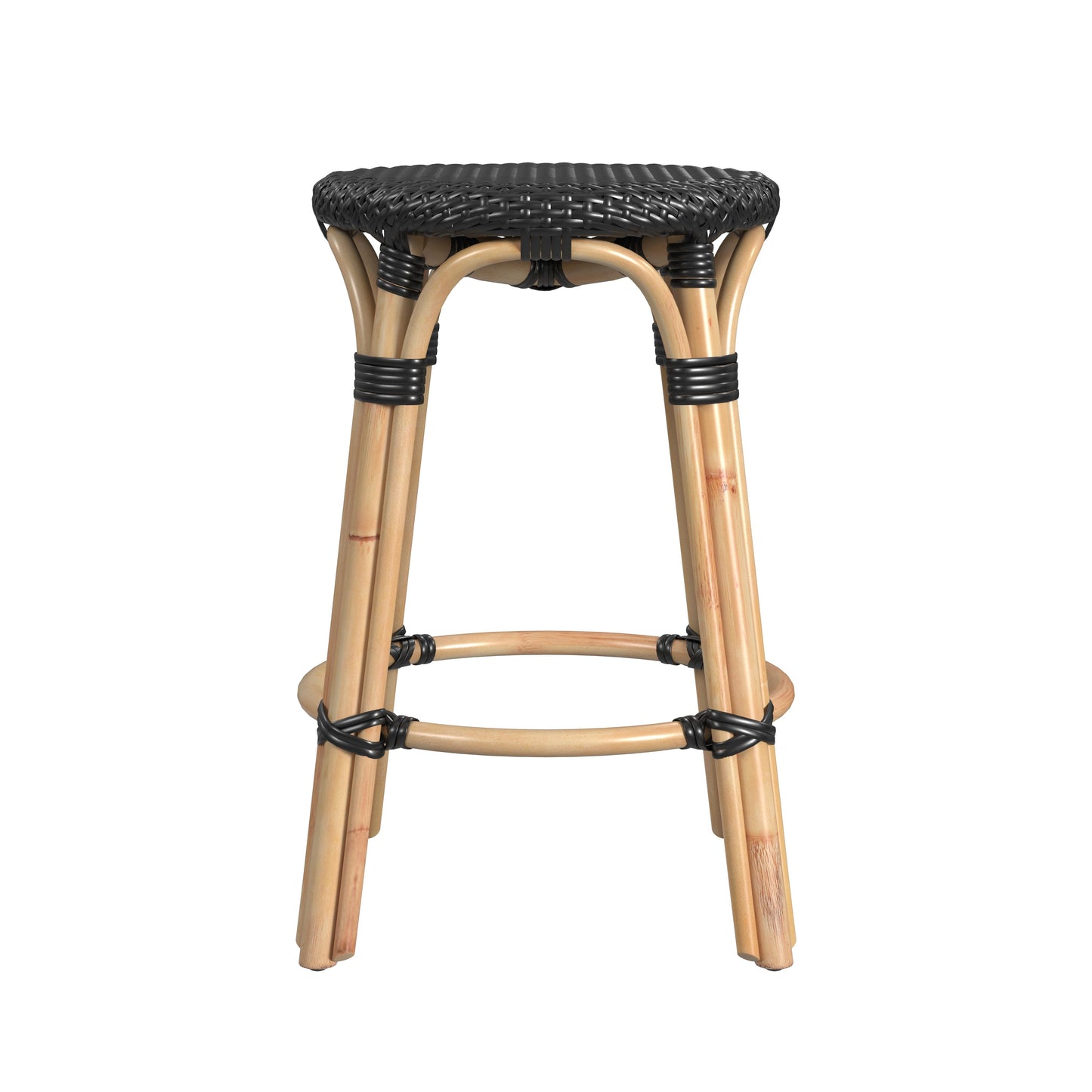 Tobias Rattan Round 24" Counter Stool in Black 9371425