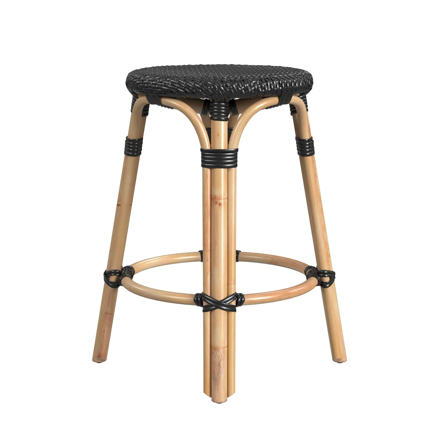 Tobias Rattan Round 24" Counter Stool in Black 9371425