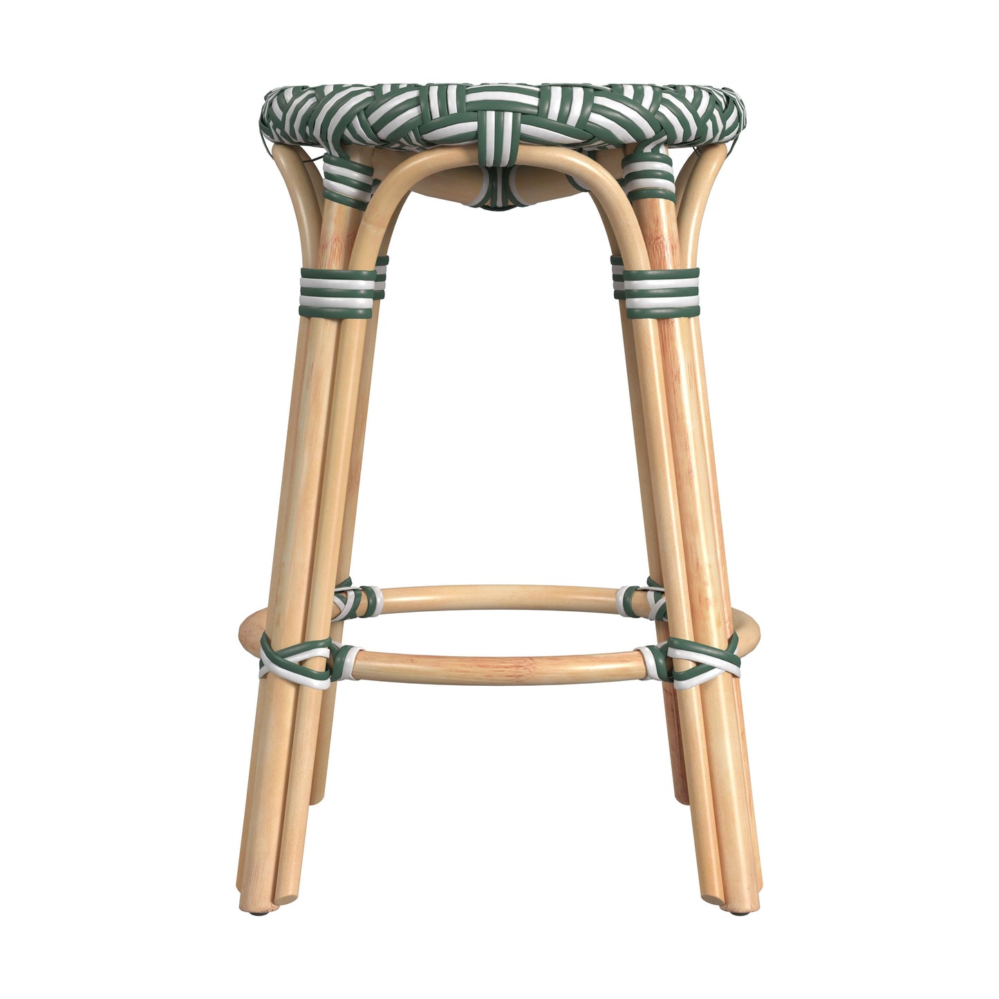 Tobias Rattan Round 24" Counter Stool in Green 9371467