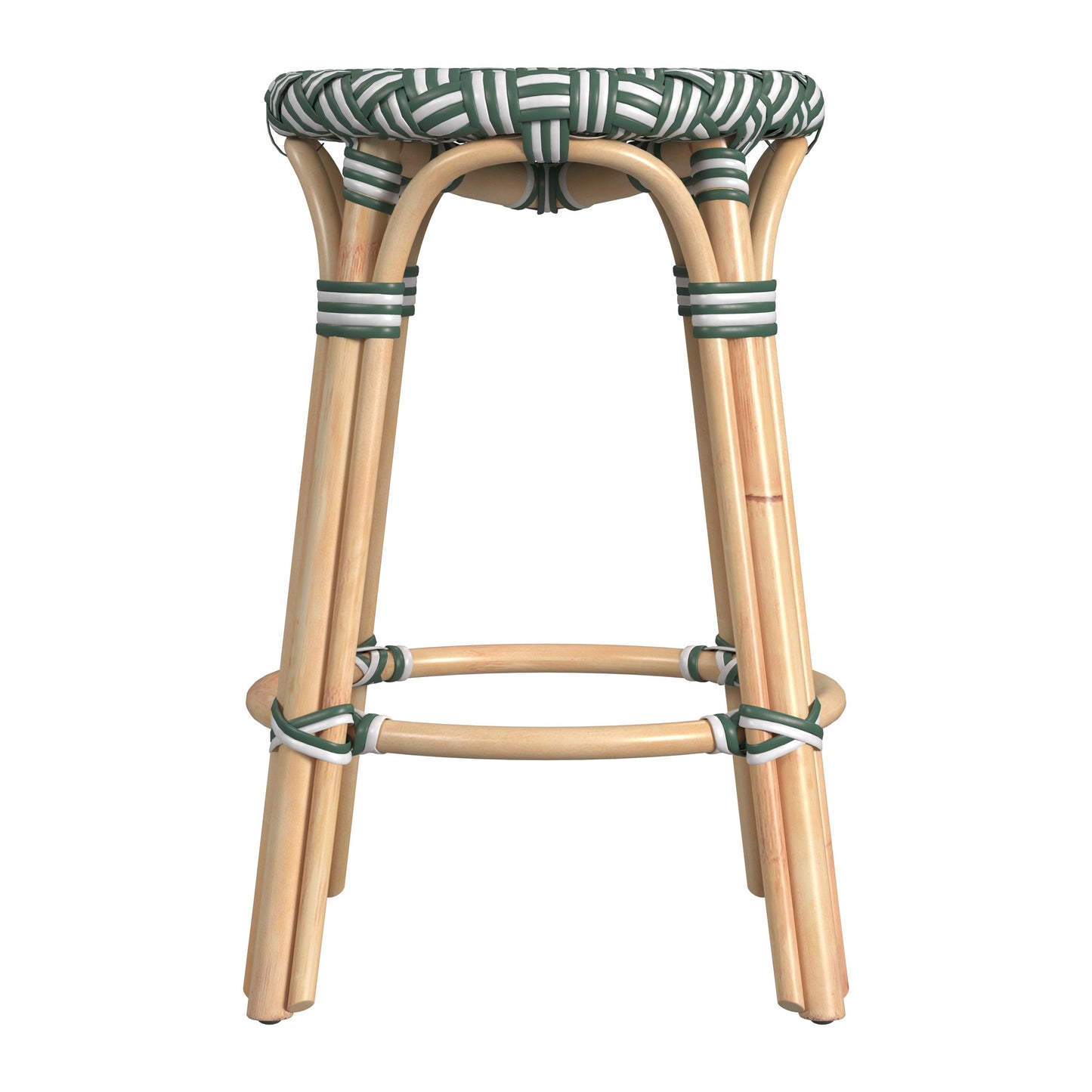 Tobias Rattan Round 24" Counter Stool in Green 9371467