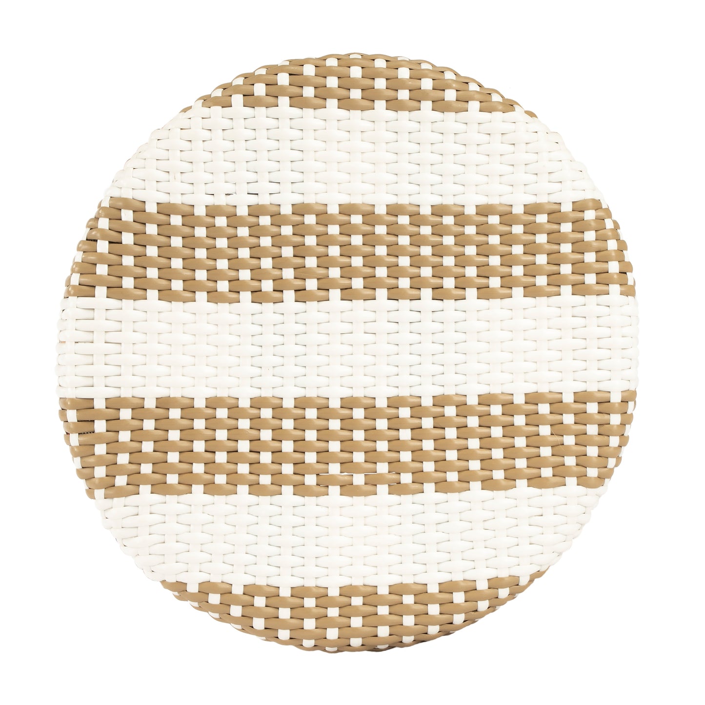 Tobias Rattan Round 24" Counter Stool in Tan and White Stripe 9371984