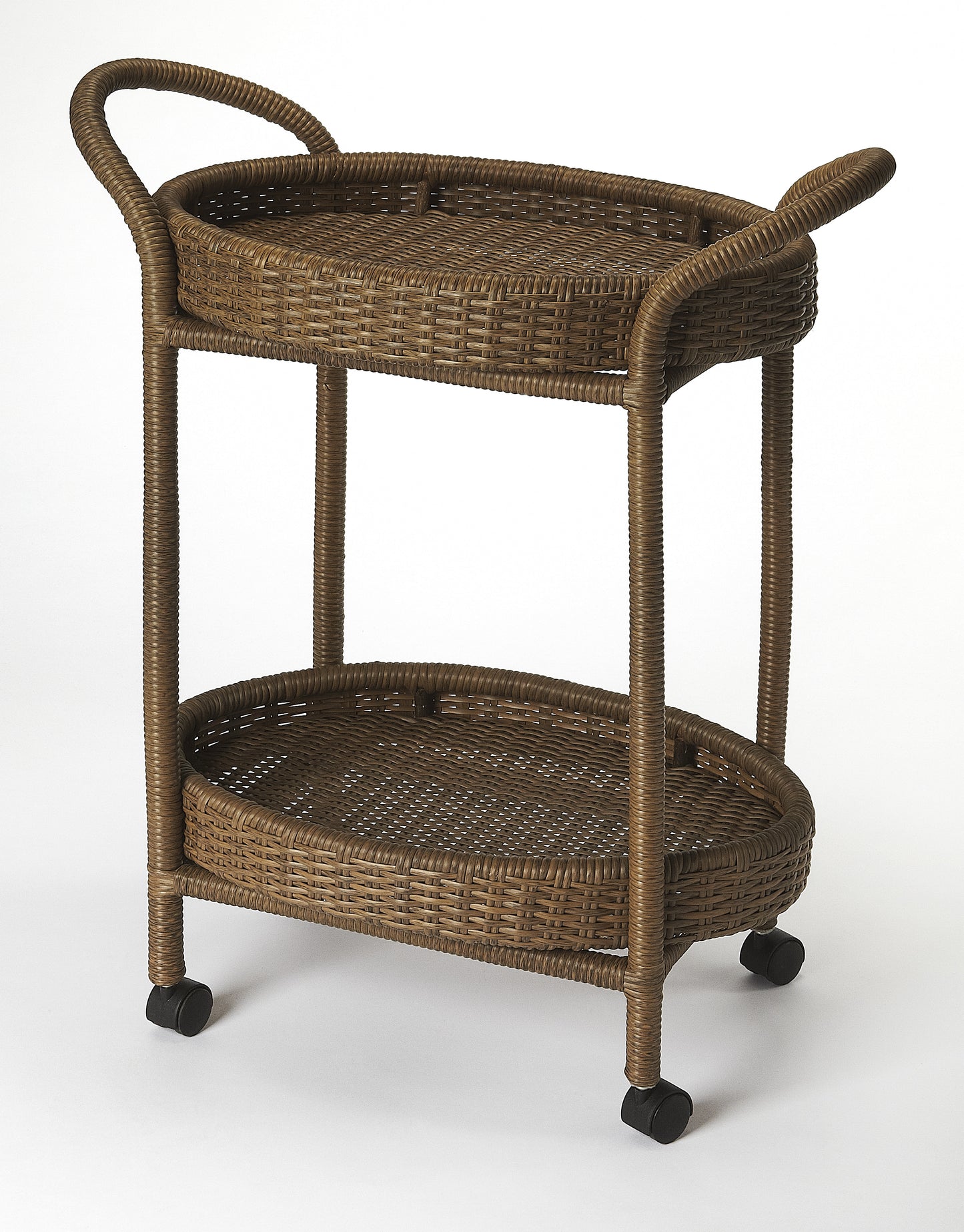 Pevita Rattan Bar Cart in Dark Brown 9396035