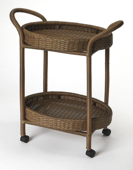 Pevita Rattan Bar Cart in Dark Brown 9396035