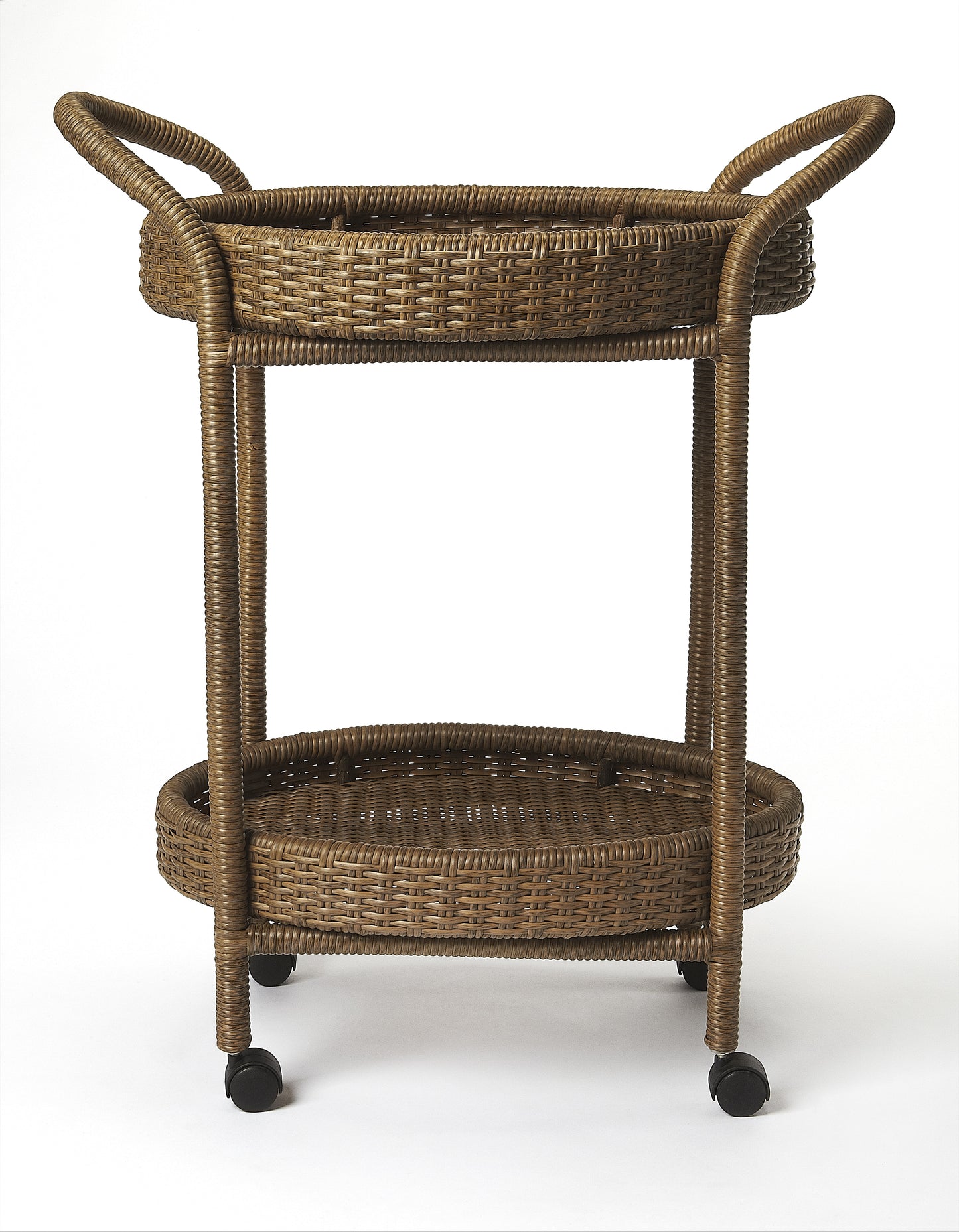 Pevita Rattan Bar Cart in Dark Brown 9396035