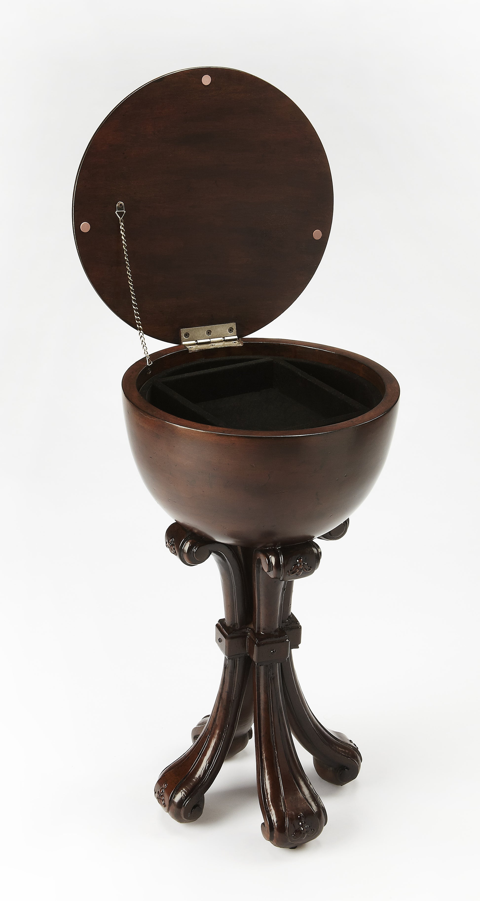 Butler Specialty Company Castle 14 in. W Round Contessa Heirloom Jewelry Storage Box, Dark Brown