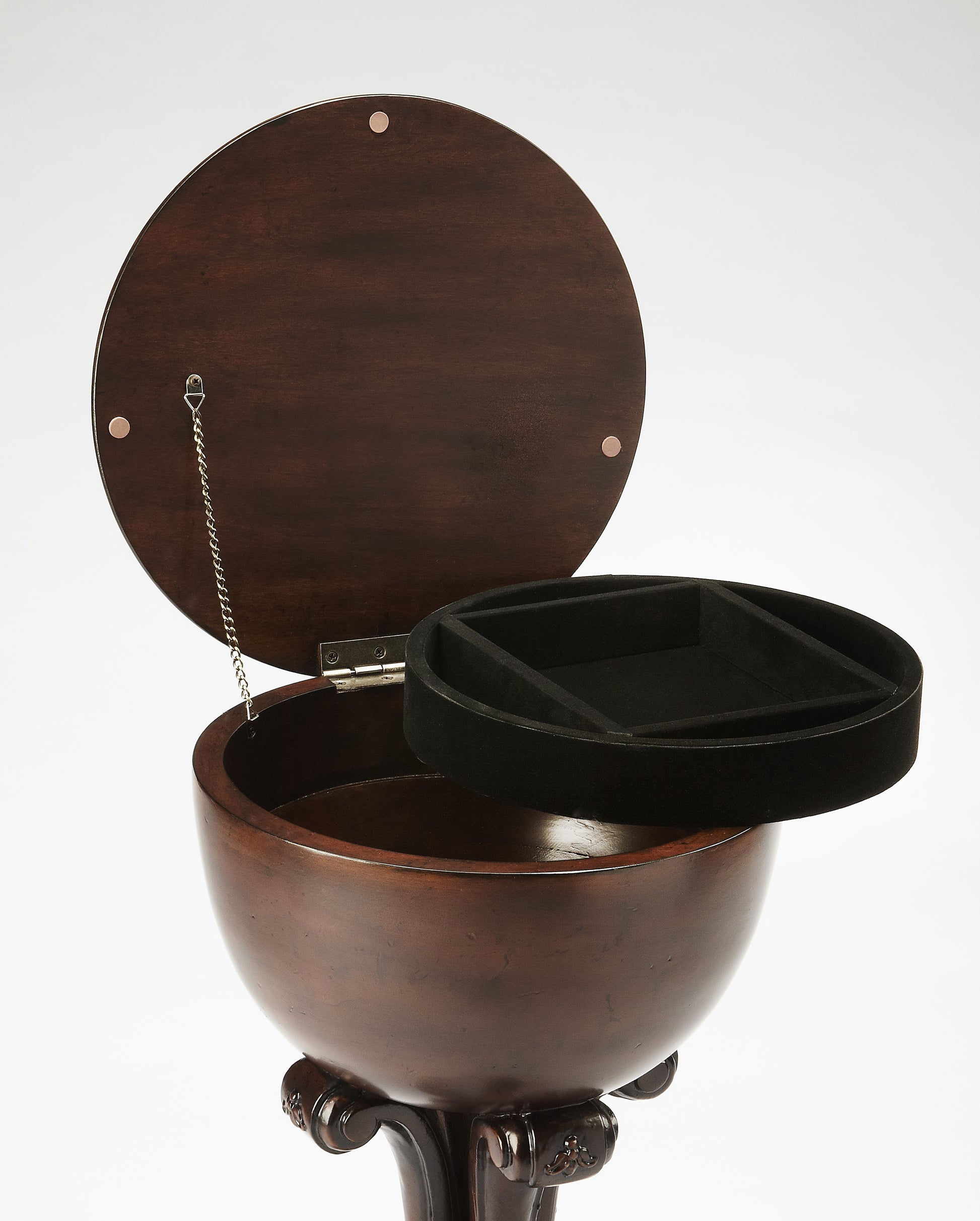 Butler Specialty Company Castle 14 in. W Round Contessa Heirloom Jewelry Storage Box, Dark Brown