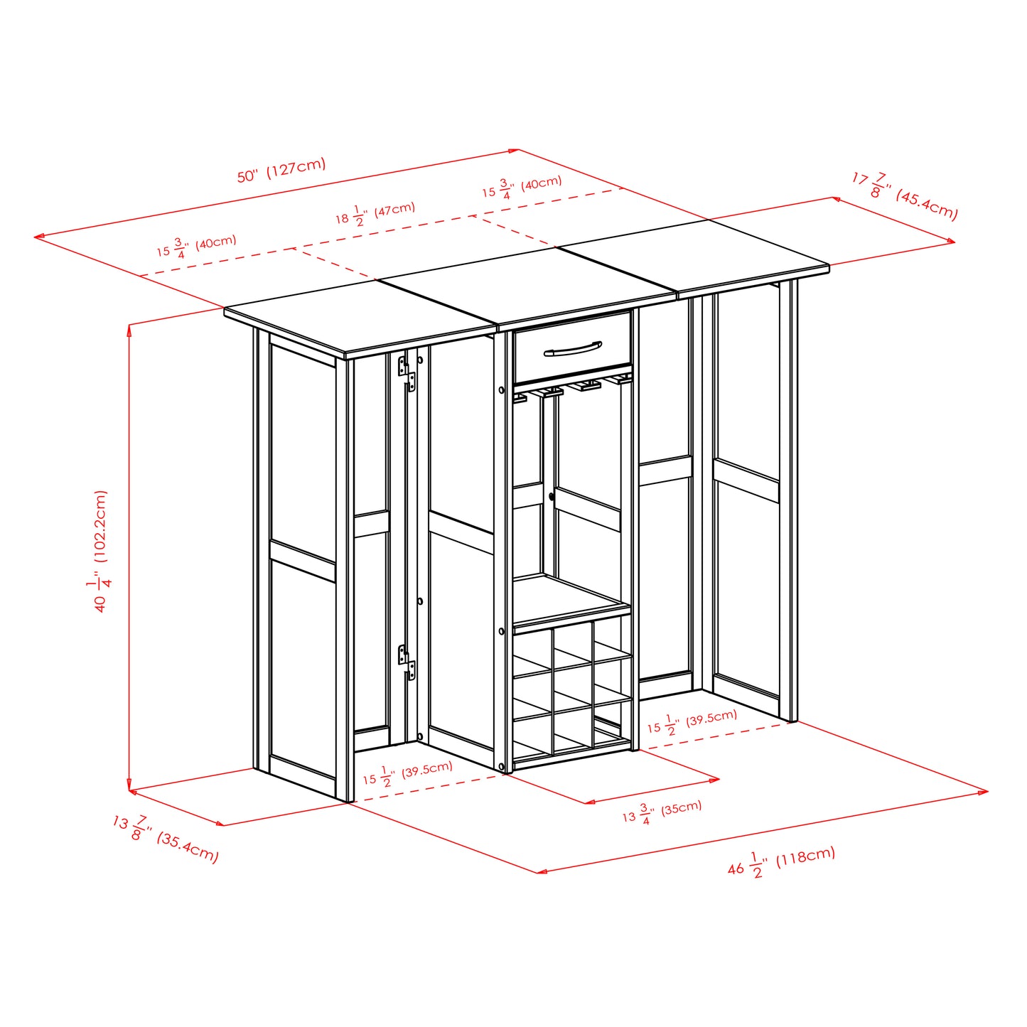 Newport Expandable Entertainment Wine Bar, Walnut