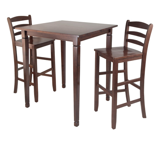 Kingsgate 3-Pc High Table with Ladder-back Bar Stools, Walnut