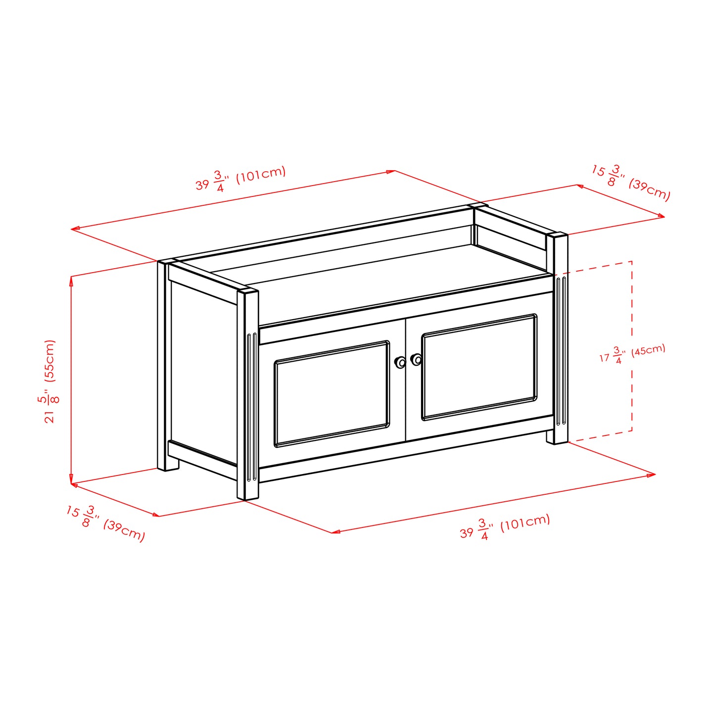 Charleston 2-Pc Storage Bench with Seat Cushion, Walnut and Espresso
