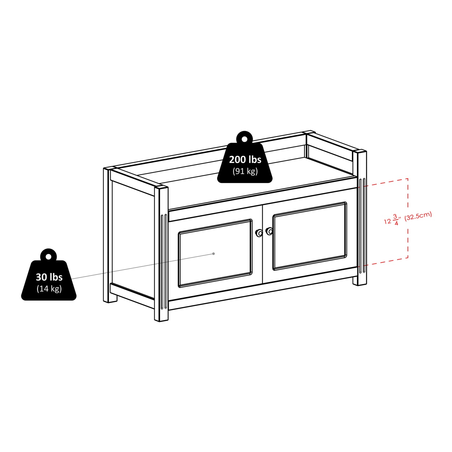 Charleston 2-Pc Storage Bench with Seat Cushion, Walnut and Espresso
