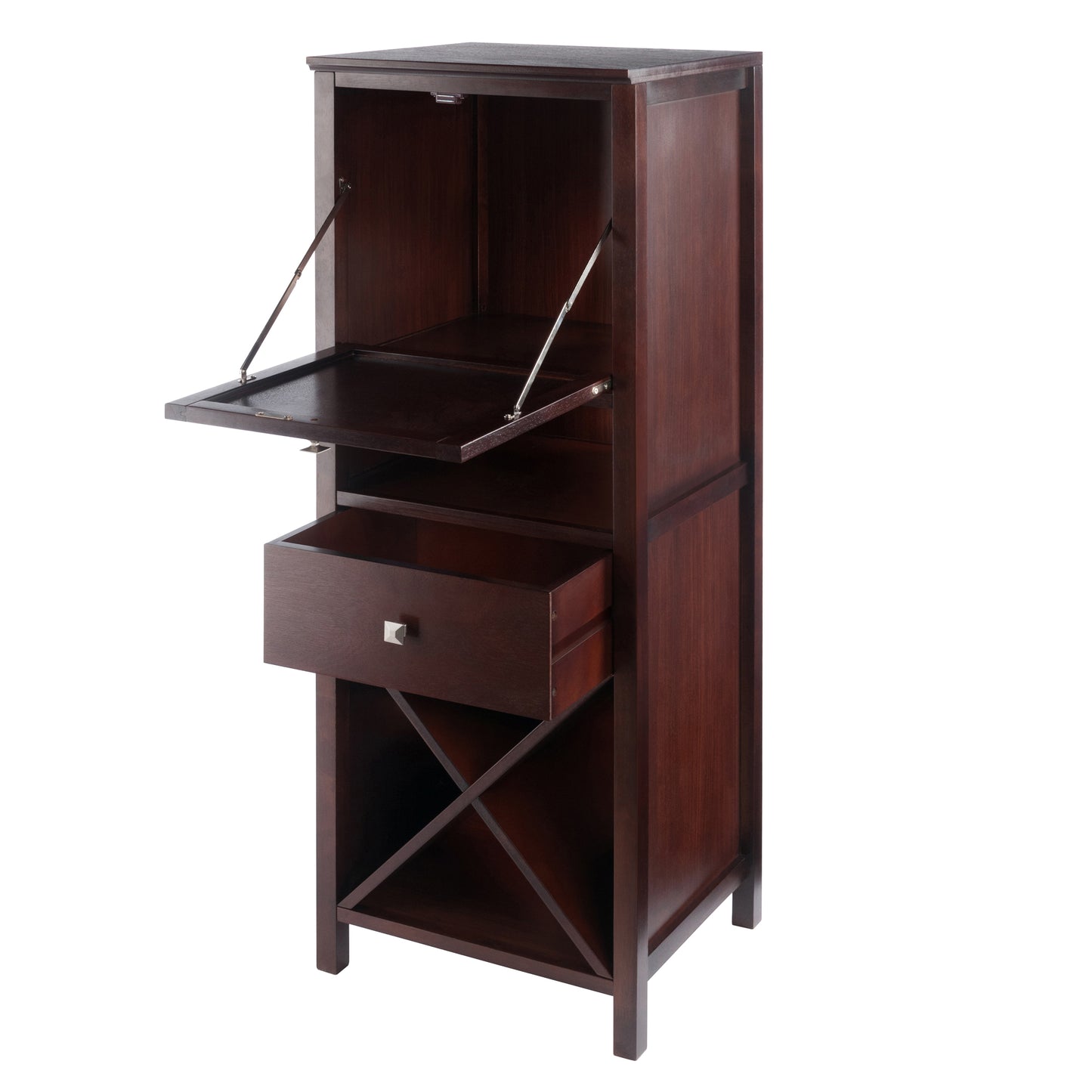 Brooke Jelly 4-Section Cupboard, Wine Storage, Walnut