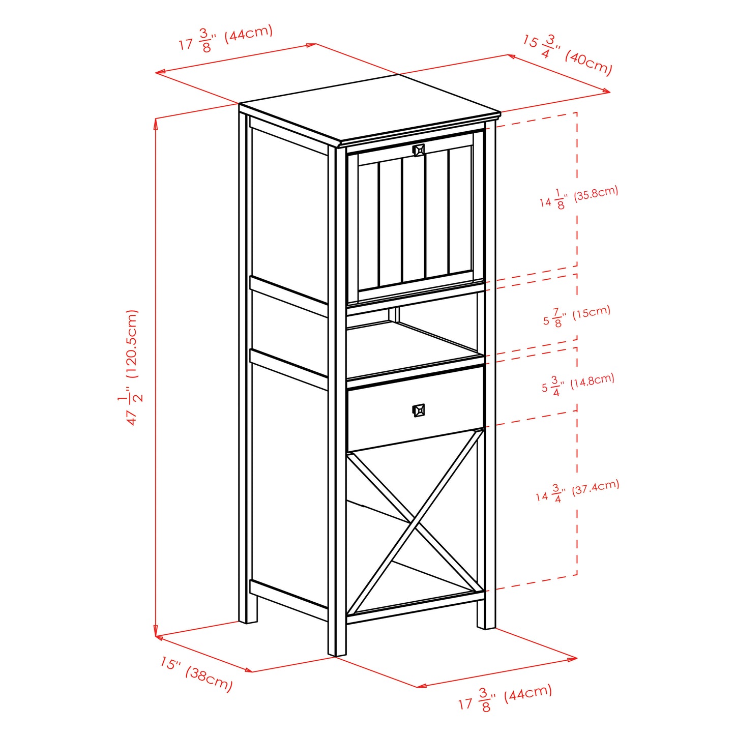 Brooke Jelly 4-Section Cupboard, Wine Storage, Walnut