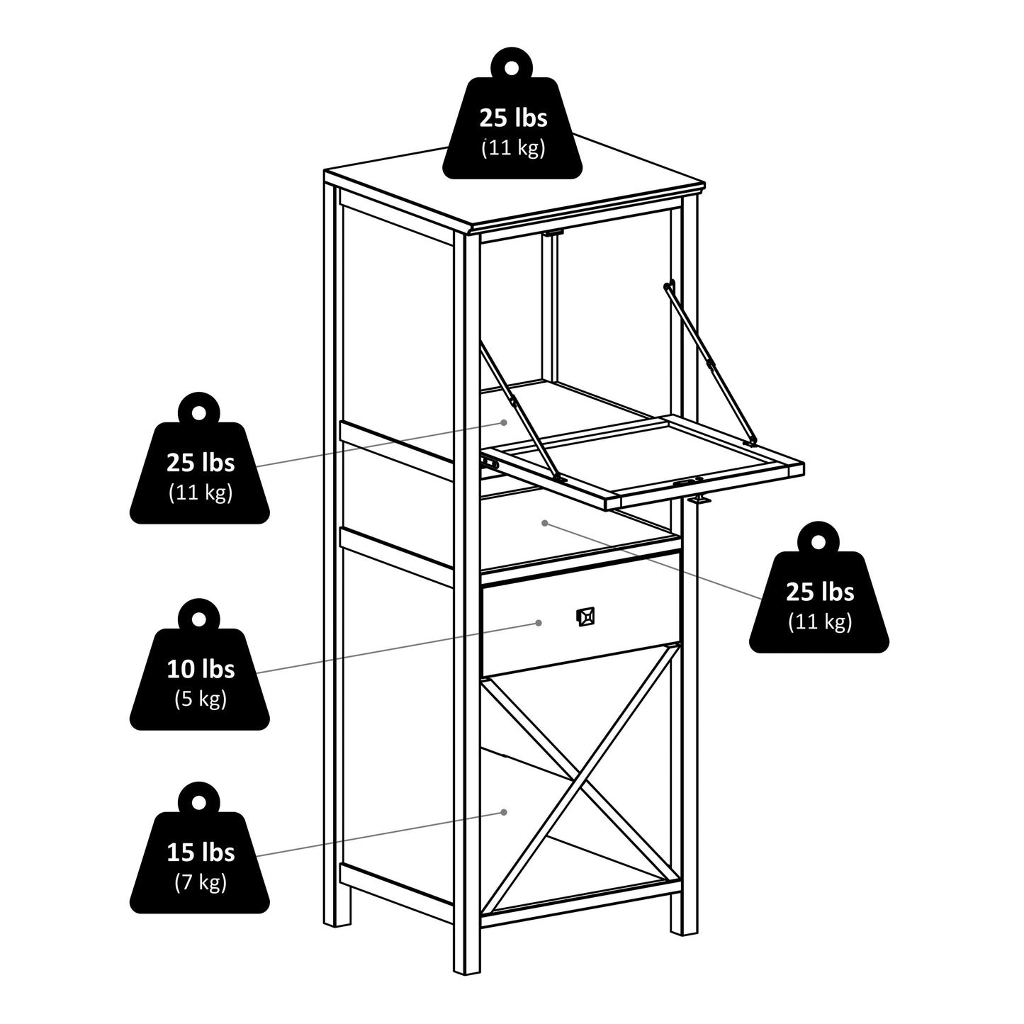 Brooke Jelly 4-Section Cupboard, Wine Storage, Walnut