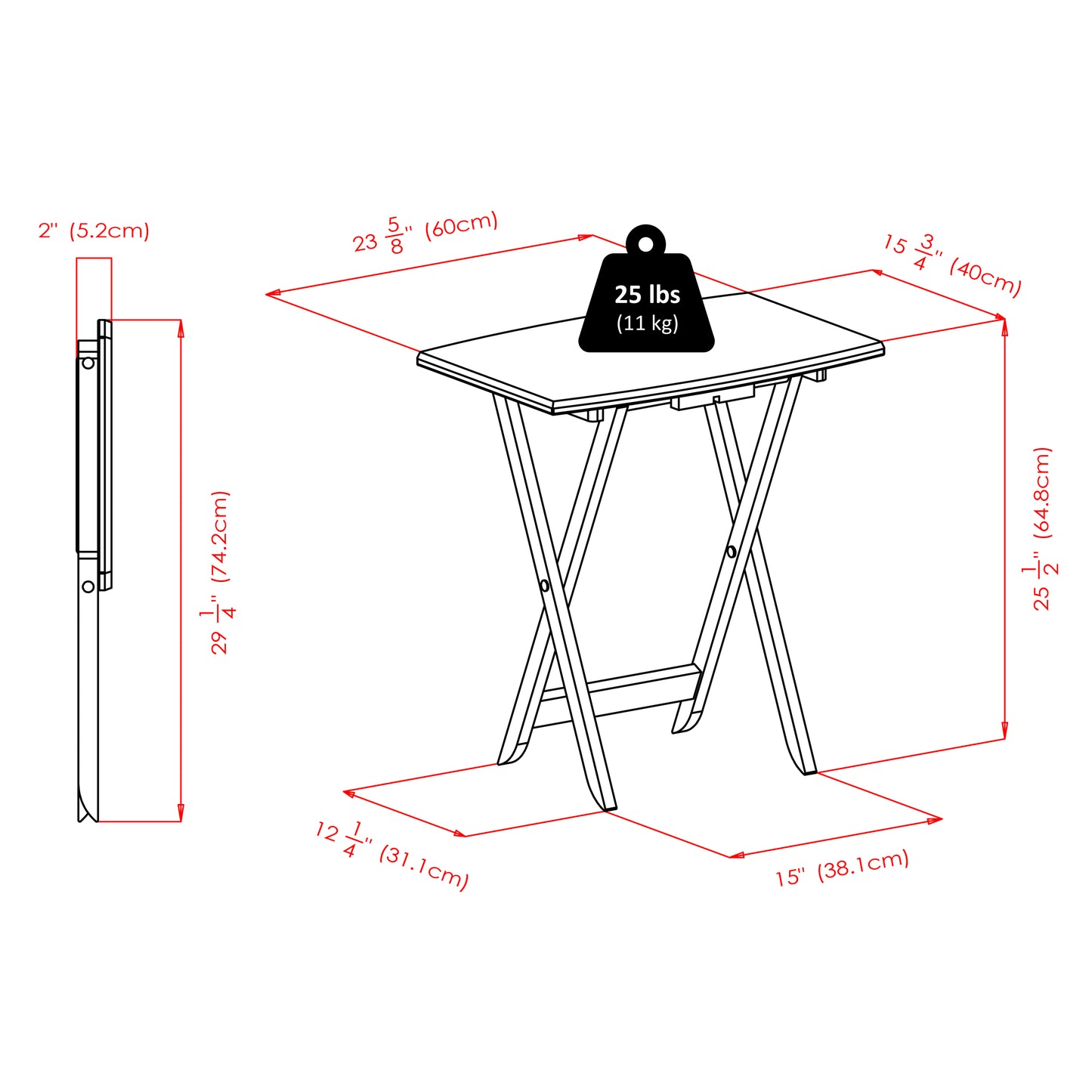 Darryl 5-Pc Snack Table Set, Oversize, Walnut