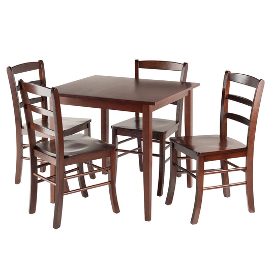 Groveland 5-Pc Dining Table with Ladder-back Chairs, Walnut