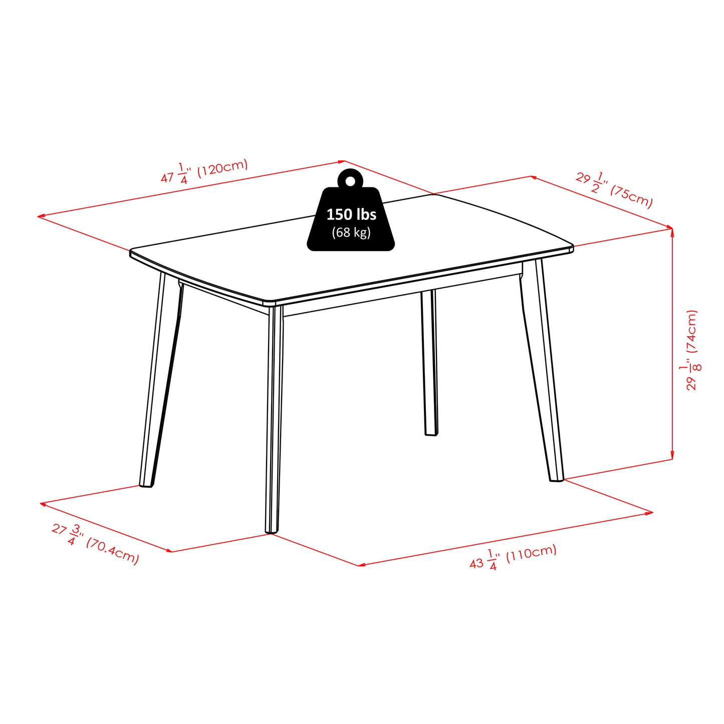 Shaye 5-Pc Dining Table with Slat Back Chairs, Walnut